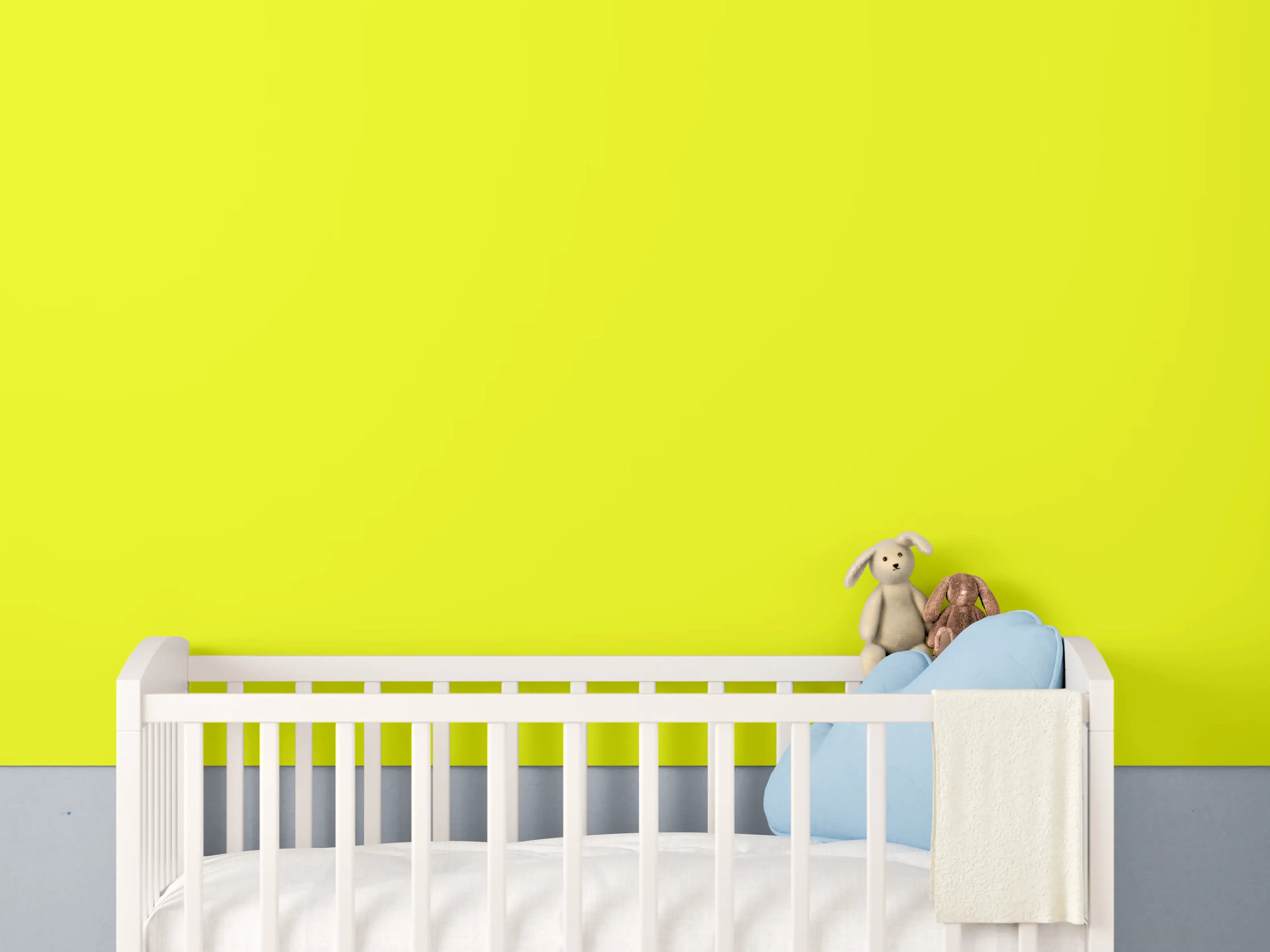 Babyzimmer Wandgestaltung - RAL 1026 (leuchtendes Gelb)