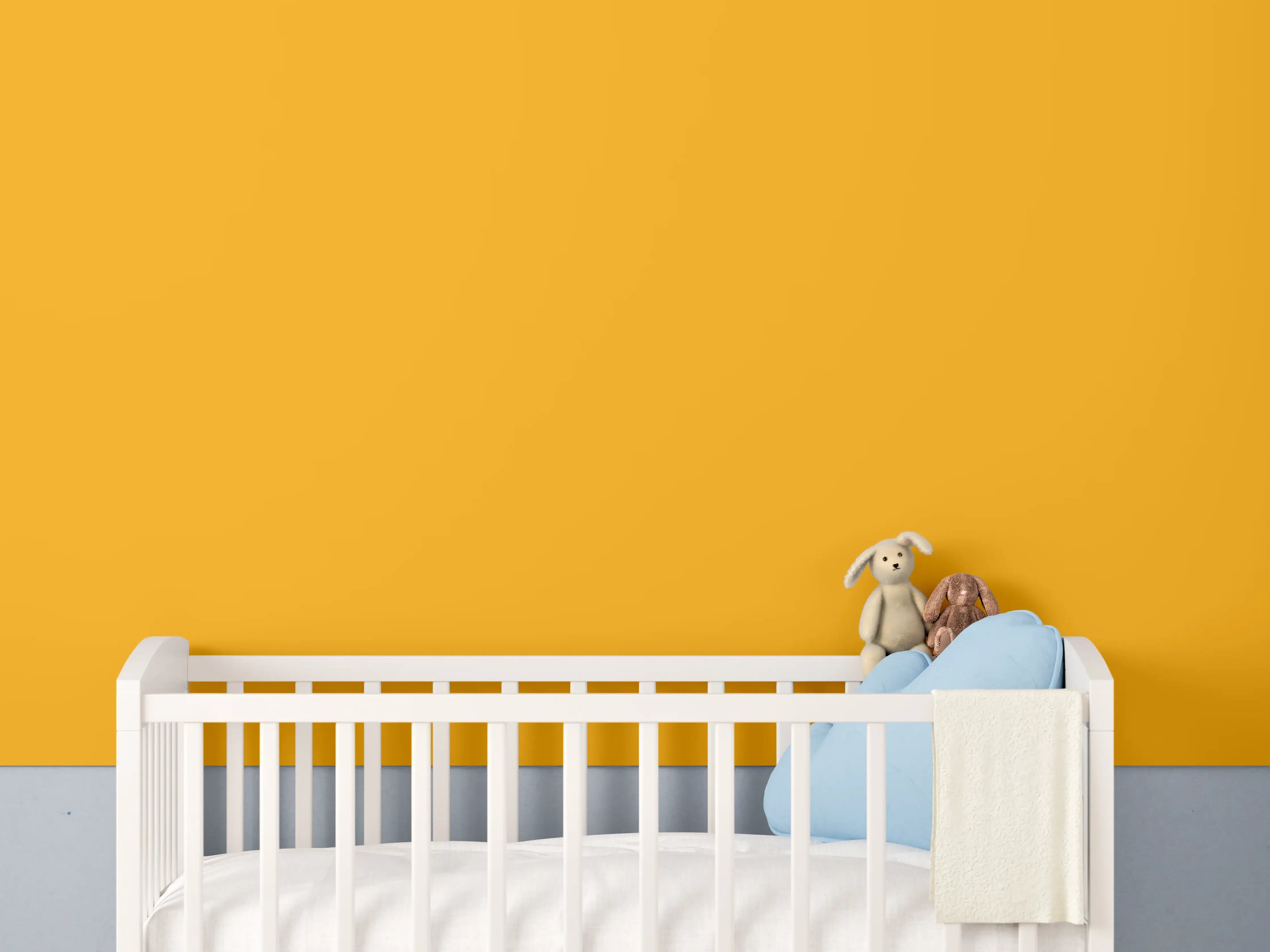 Babyzimmer Wandgestaltung - RAL 1028 (Melonengelb)