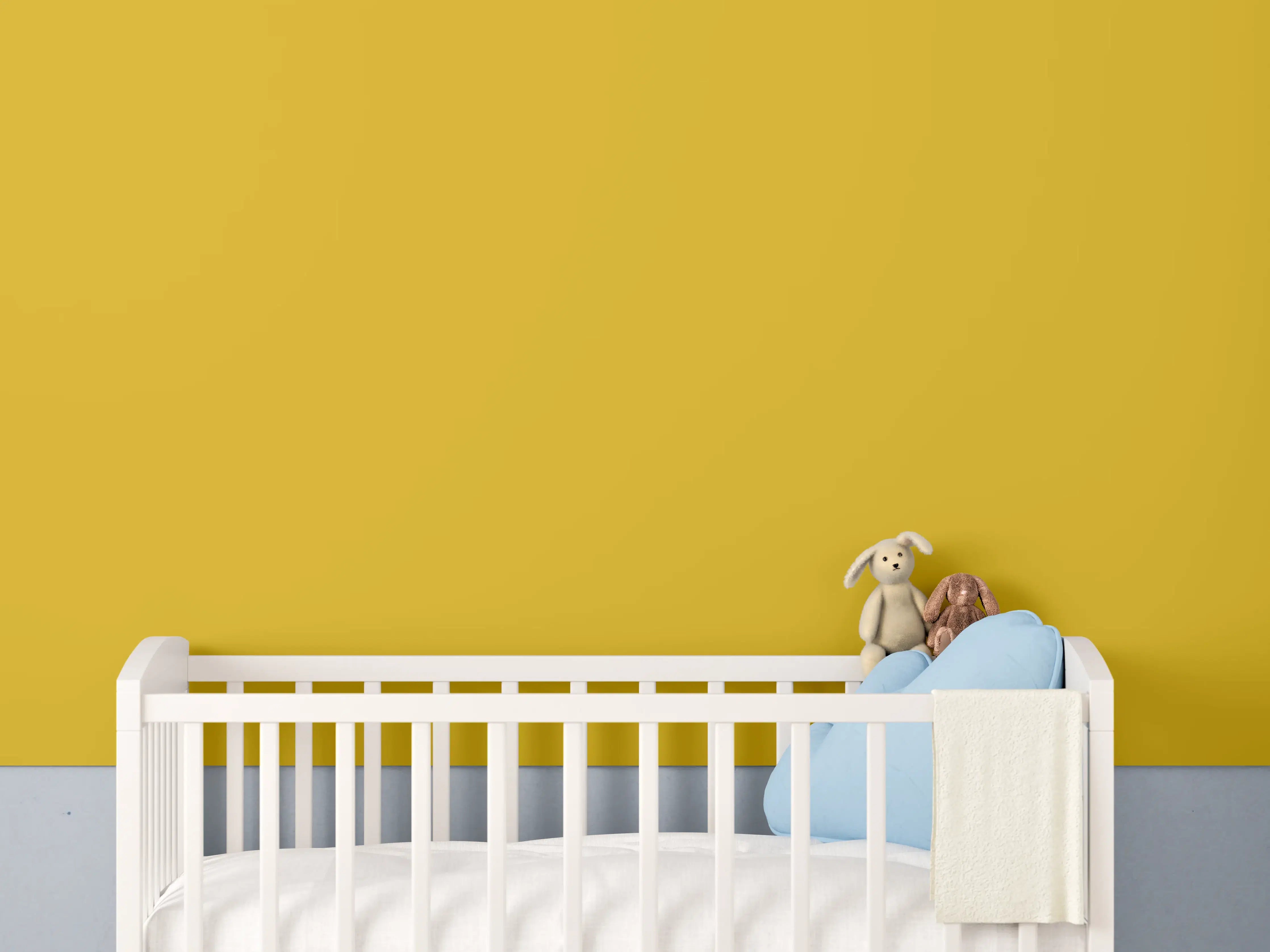 Babyzimmer Wandgestaltung - RAL 1032 (Besengelb)