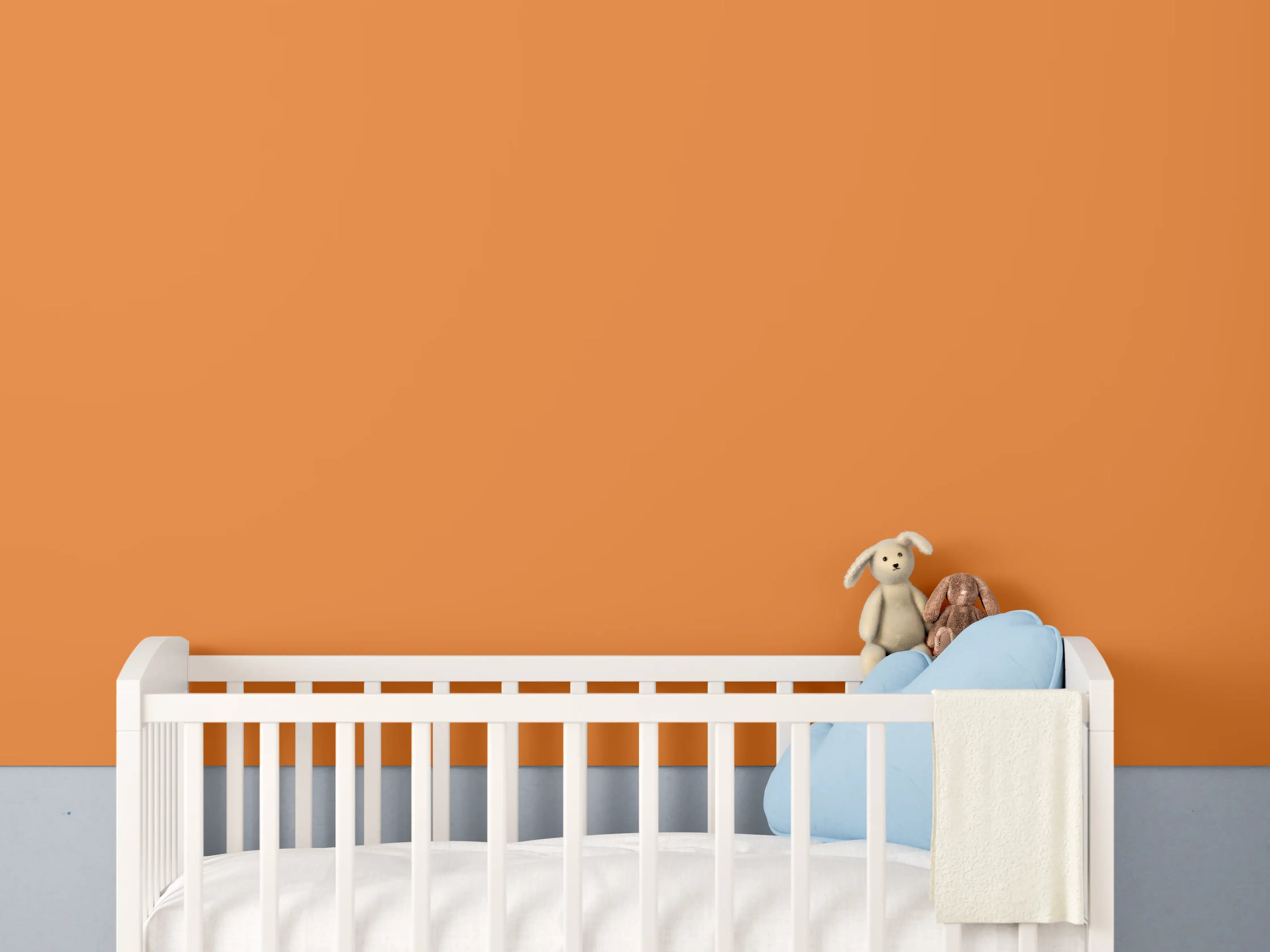 Babyzimmer Wandgestaltung - RAL 2011 (Tieforange)