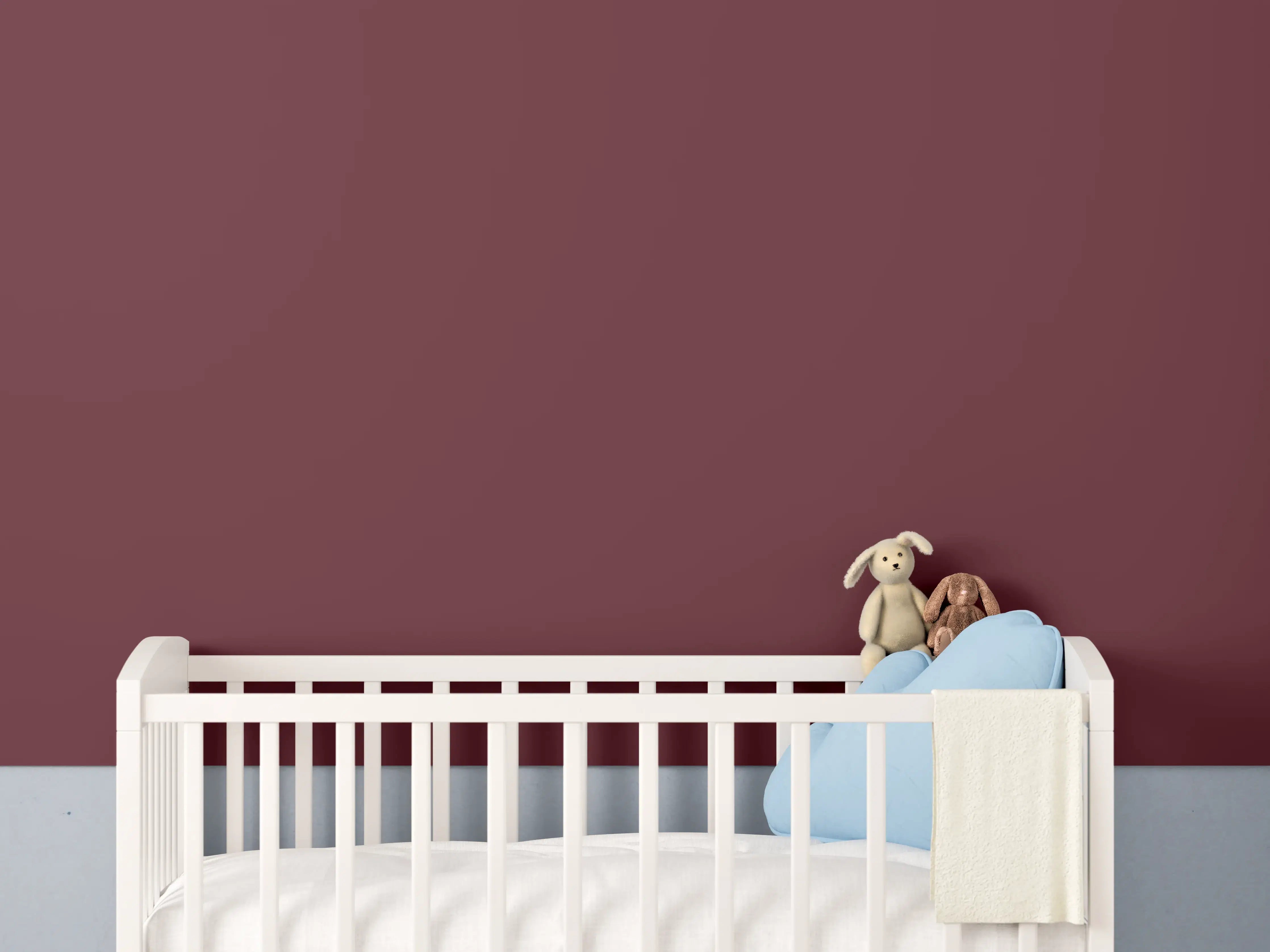 Babyzimmer Wandgestaltung - RAL 3005 (Weinrot)