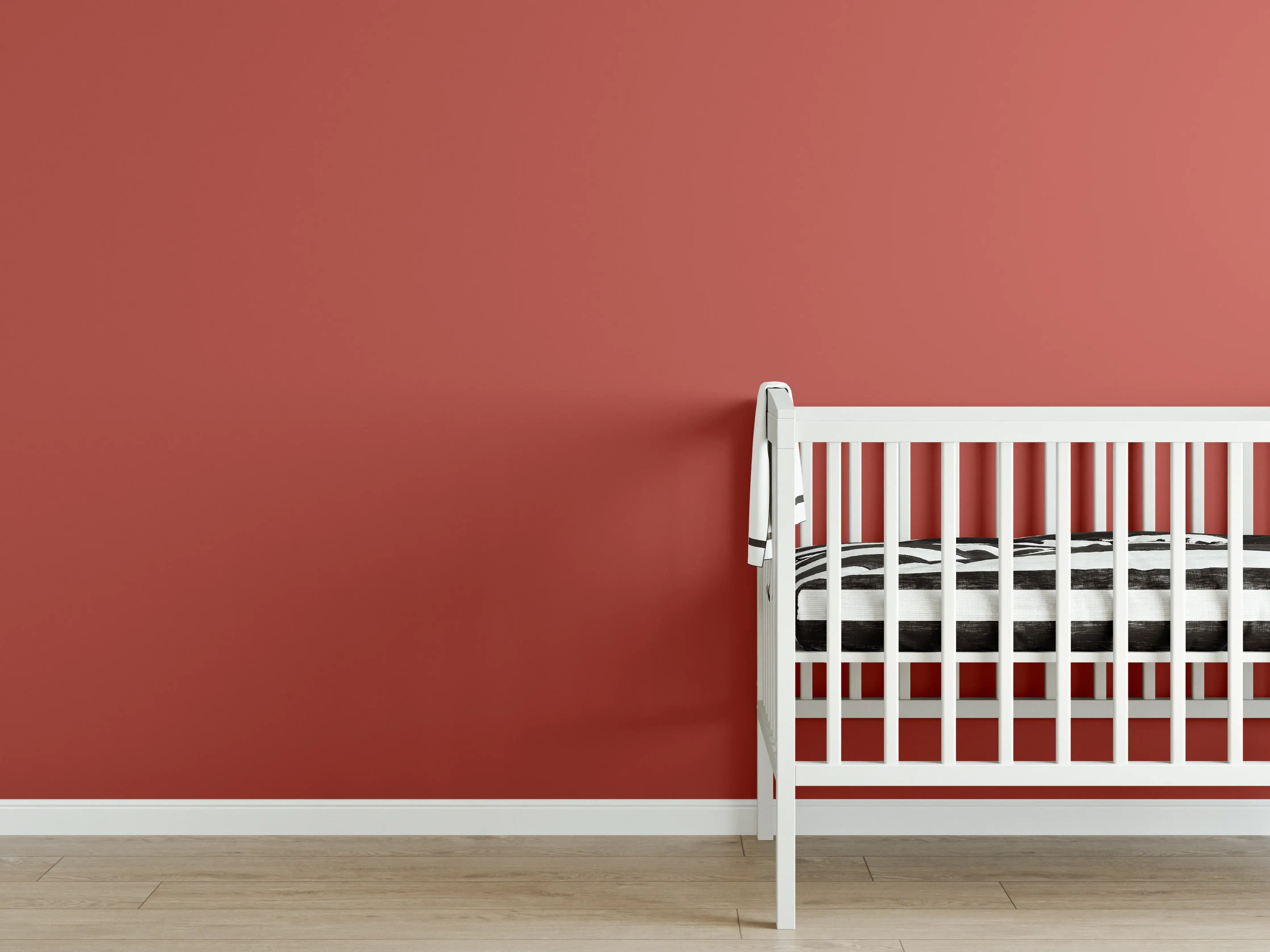 Babyzimmer Wandgestaltung - RAL 3016 (Korallenrot)
