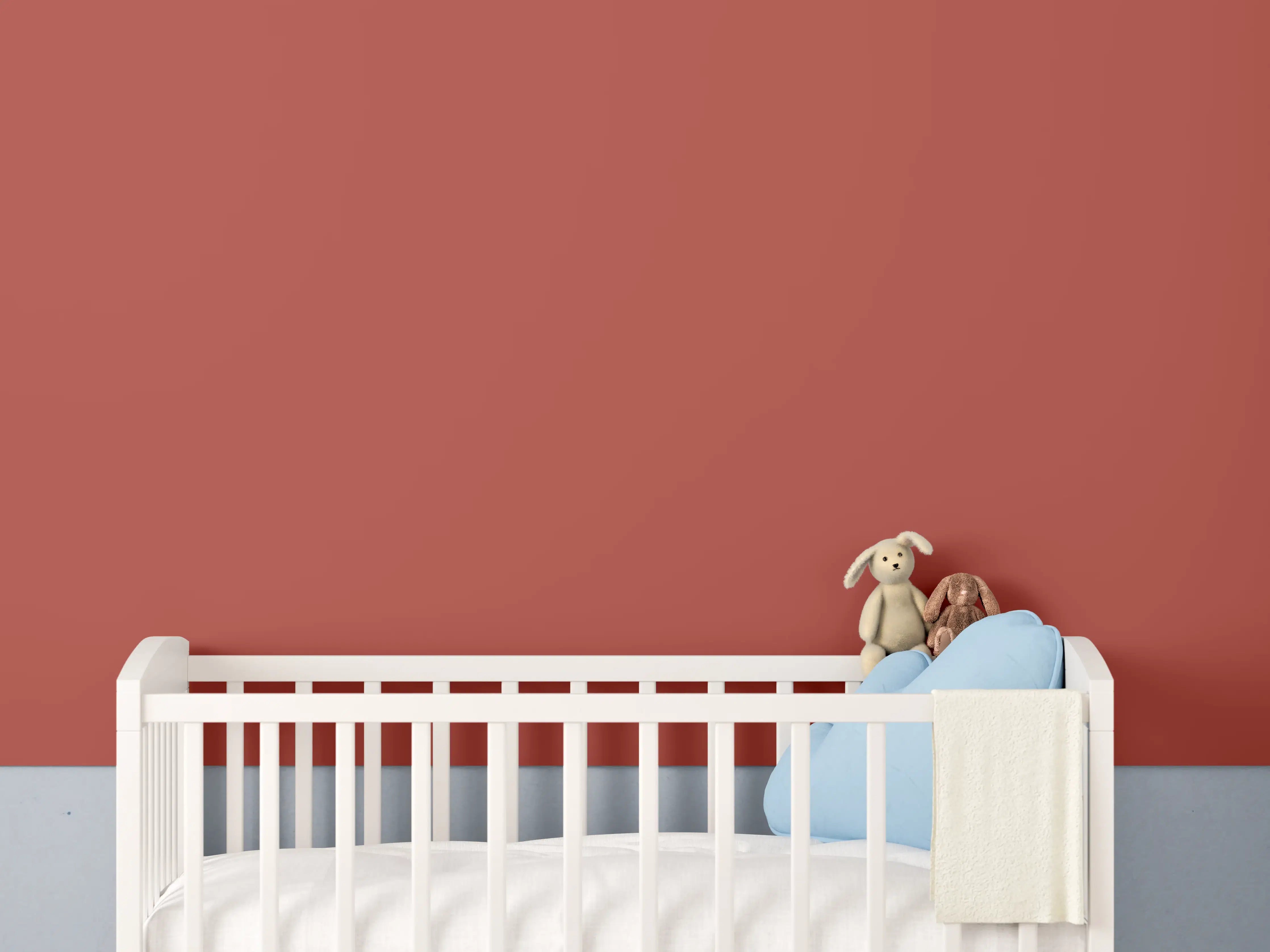 Babyzimmer Wandgestaltung - RAL 3016 (Korallenrot)