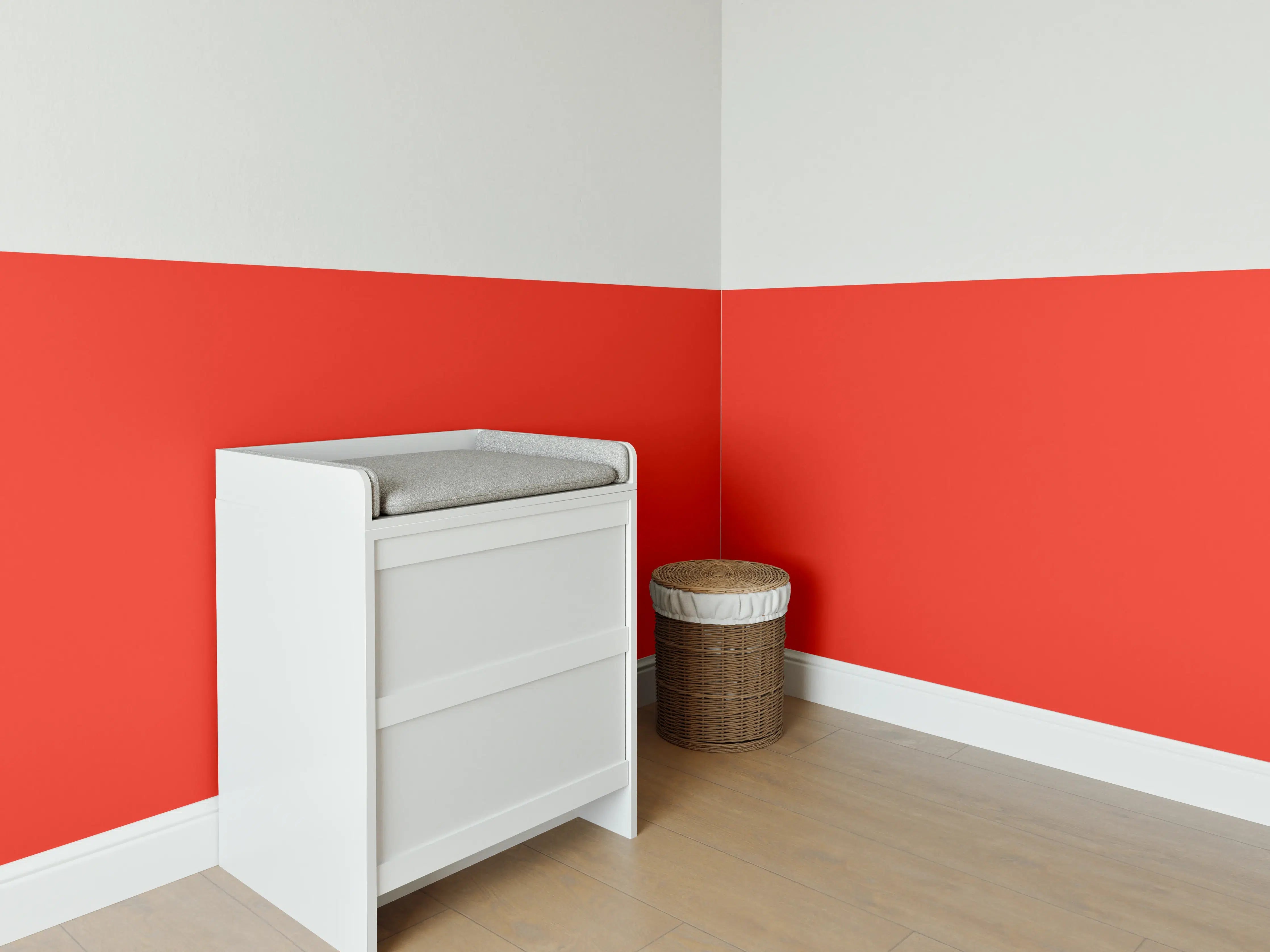 Babyzimmer Wandgestaltung - RAL 3028 (Reines Rot)