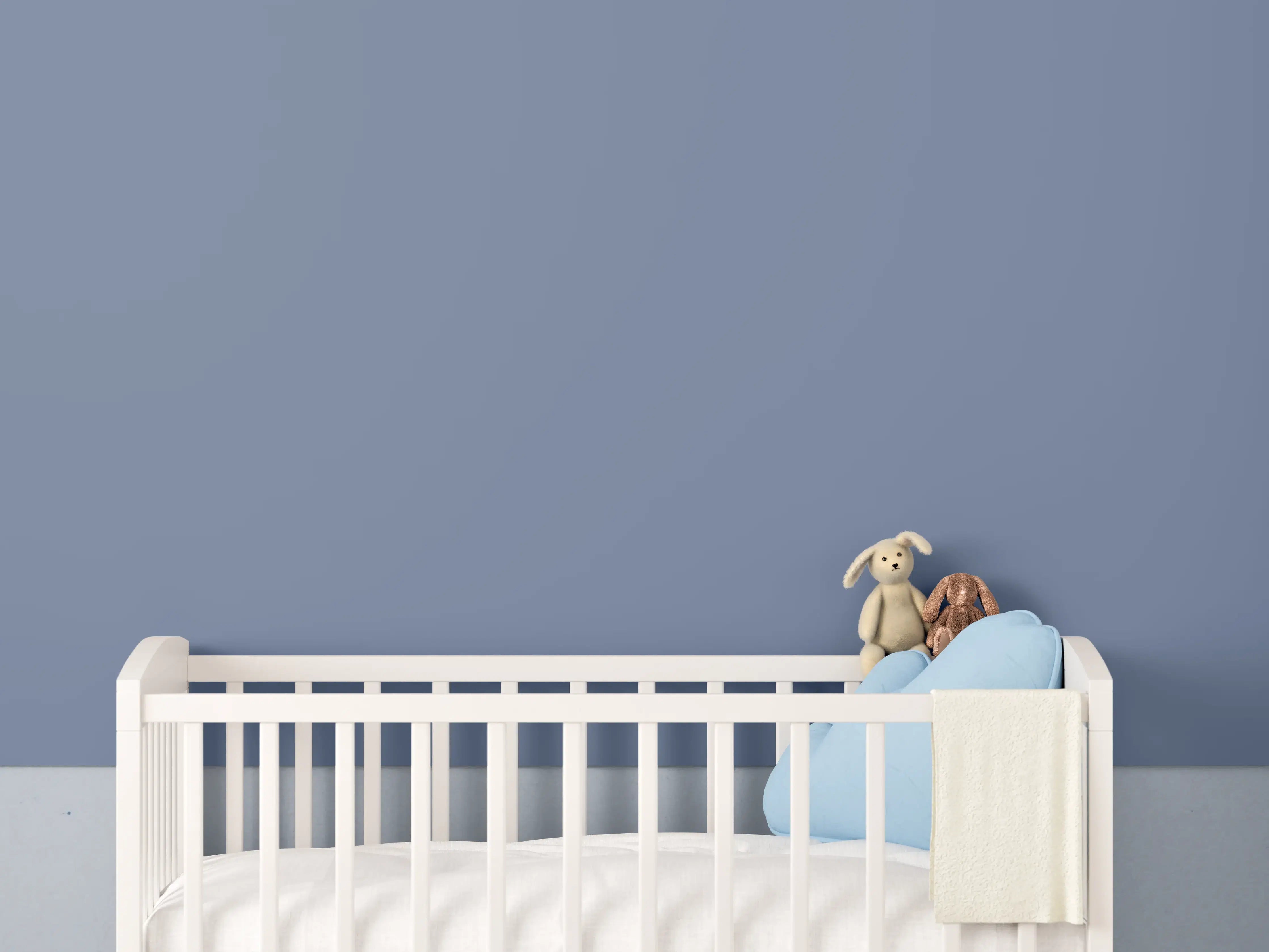 Babyzimmer Wandgestaltung - RAL 5014 (Taubenblau)