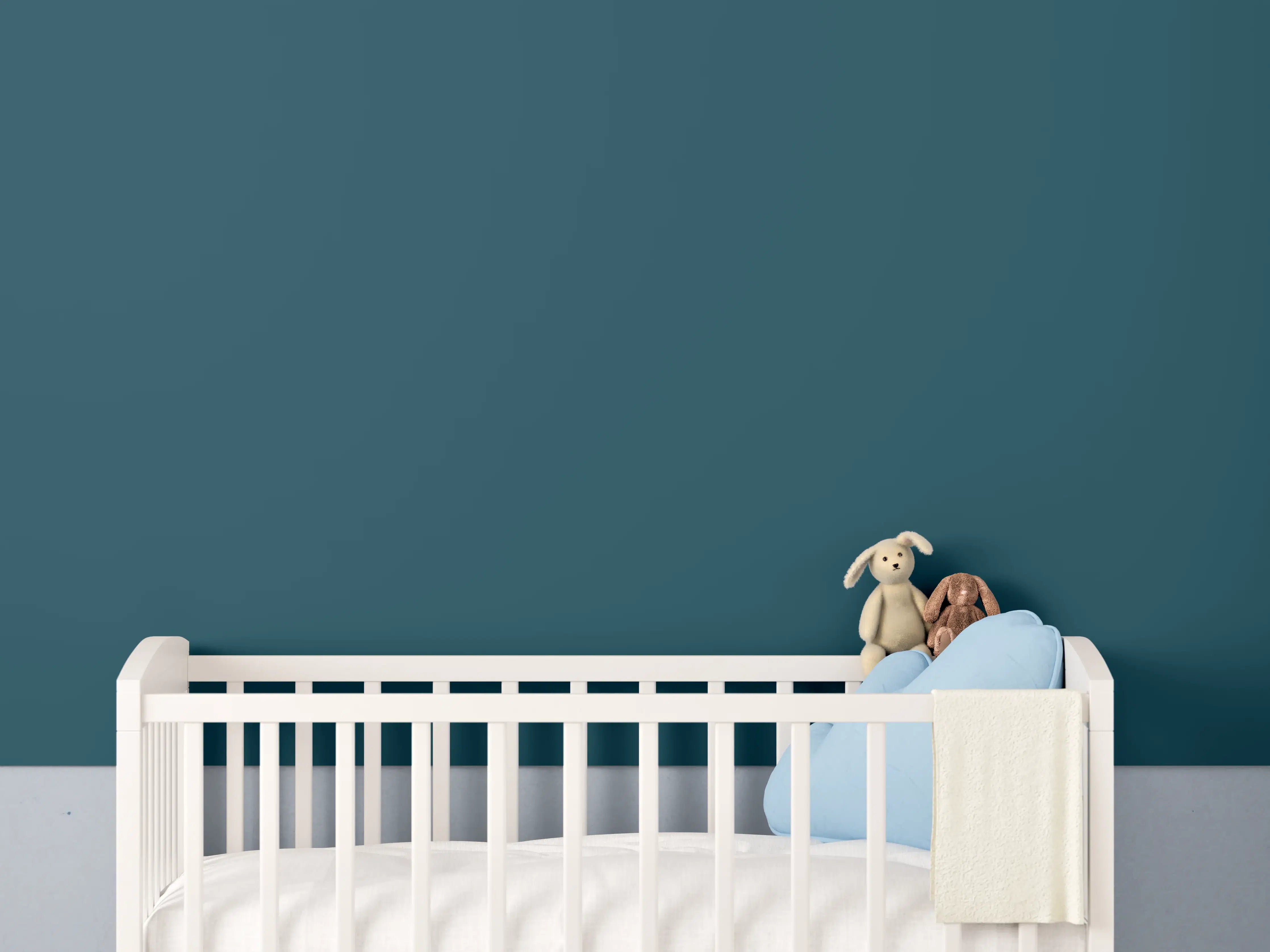 Babyzimmer Wandgestaltung - RAL 5020 (Ozeanblau)