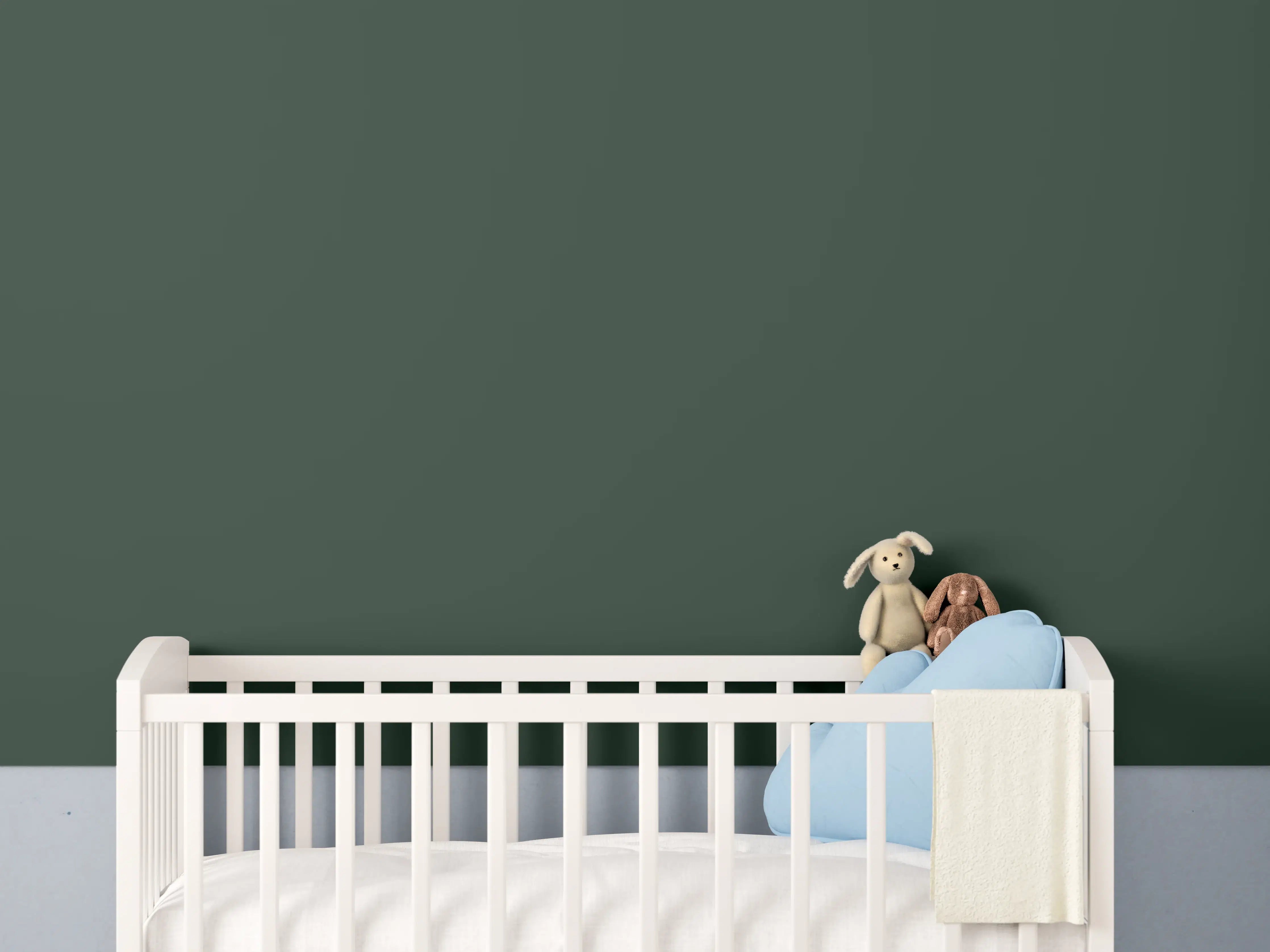 Babyzimmer Wandgestaltung - RAL 6009 (Tannengrün)