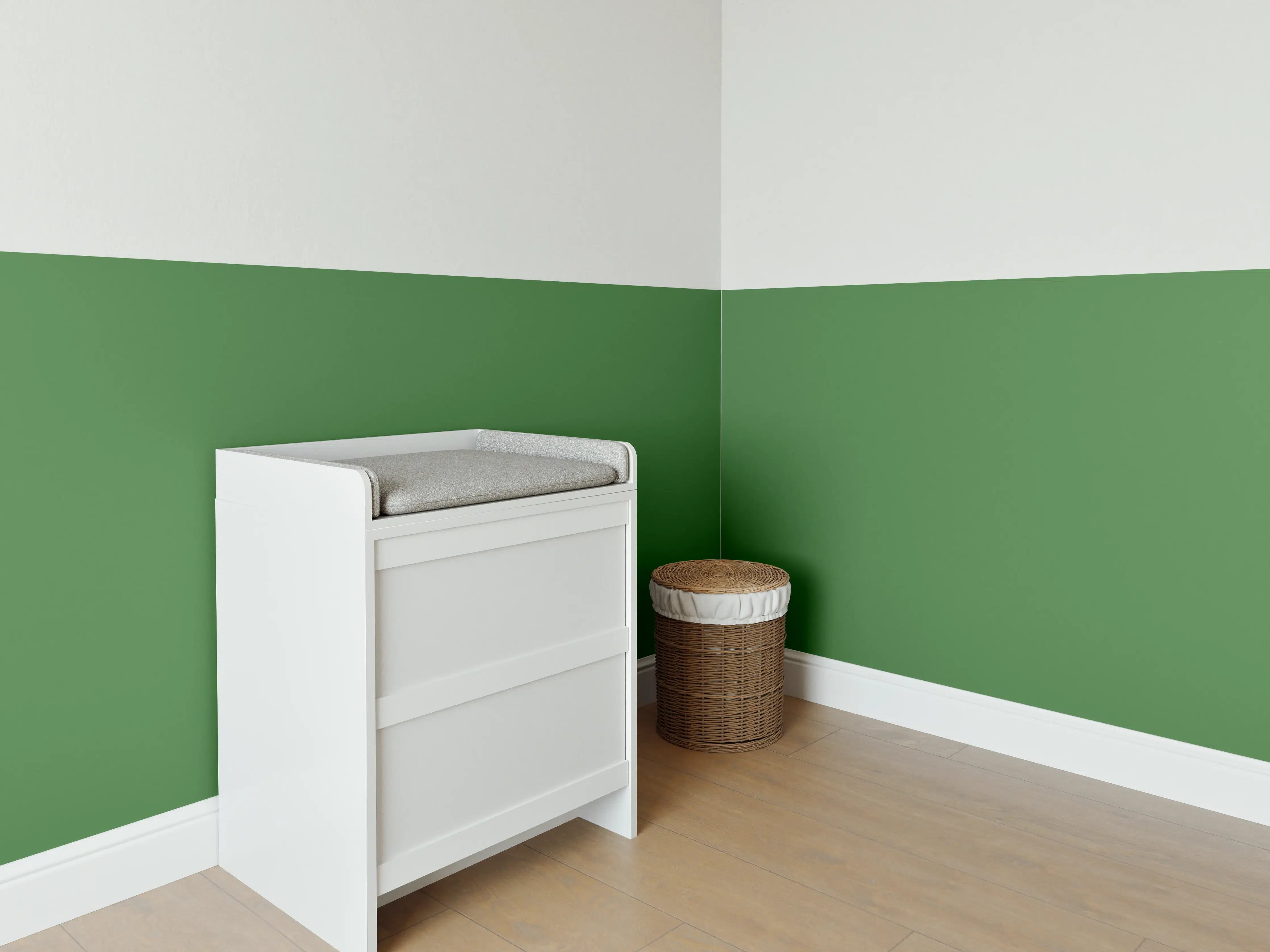 Babyzimmer Wandgestaltung - RAL 6010 (Grasgrün)