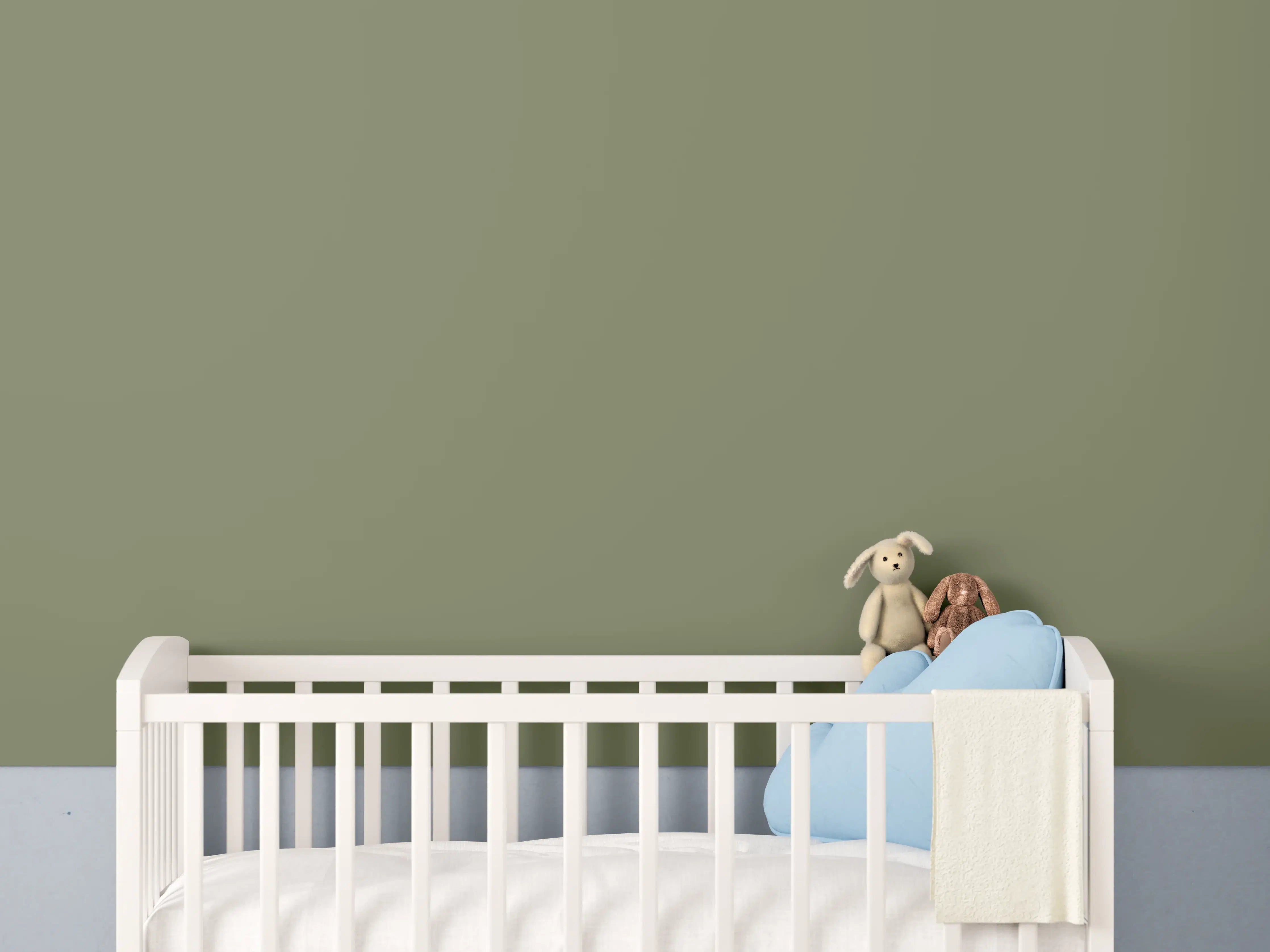 Babyzimmer Wandgestaltung - RAL 6013 (Schilfgrün)