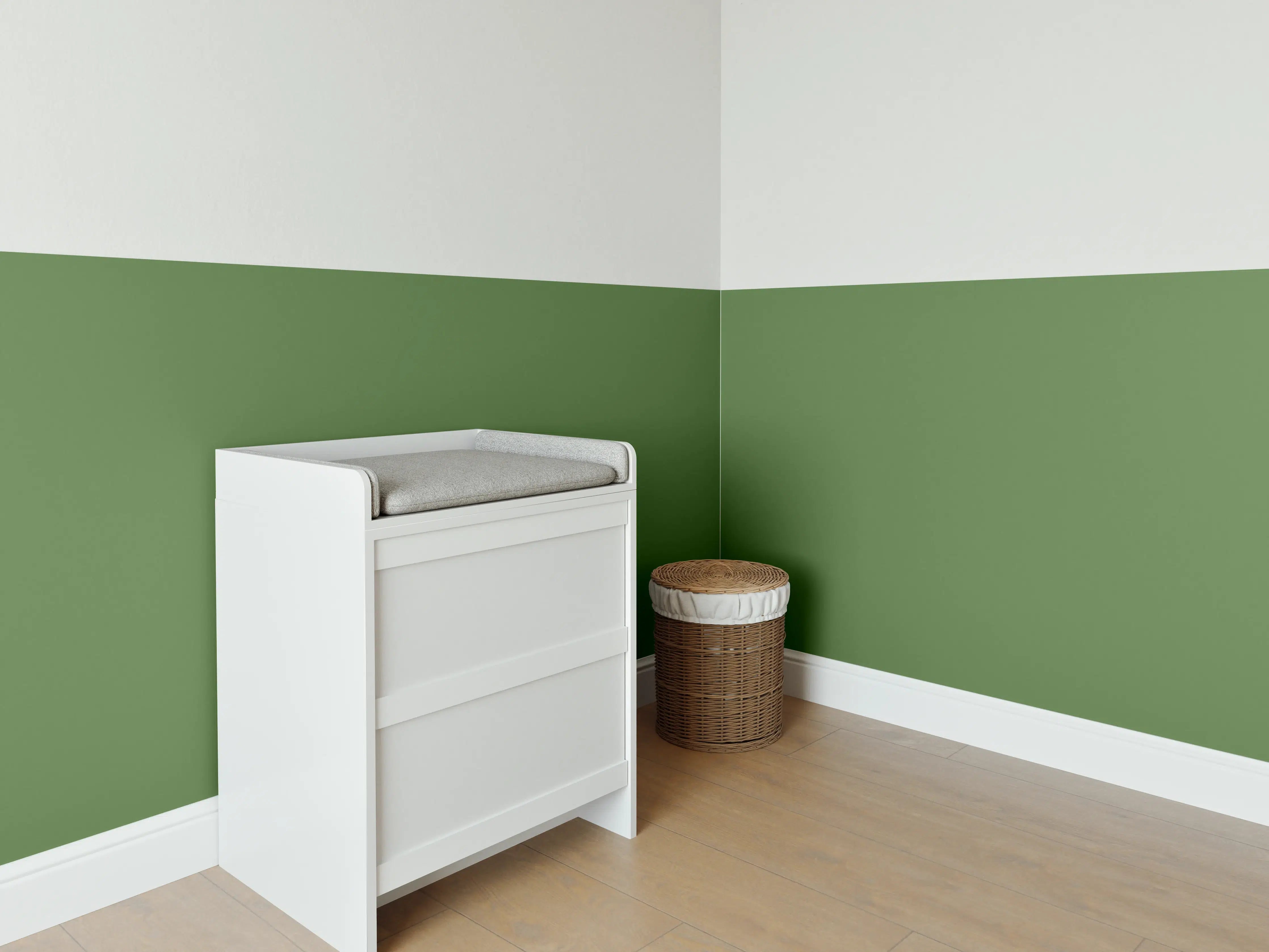 Babyzimmer Wandgestaltung - RAL 6025 (Farngrün)