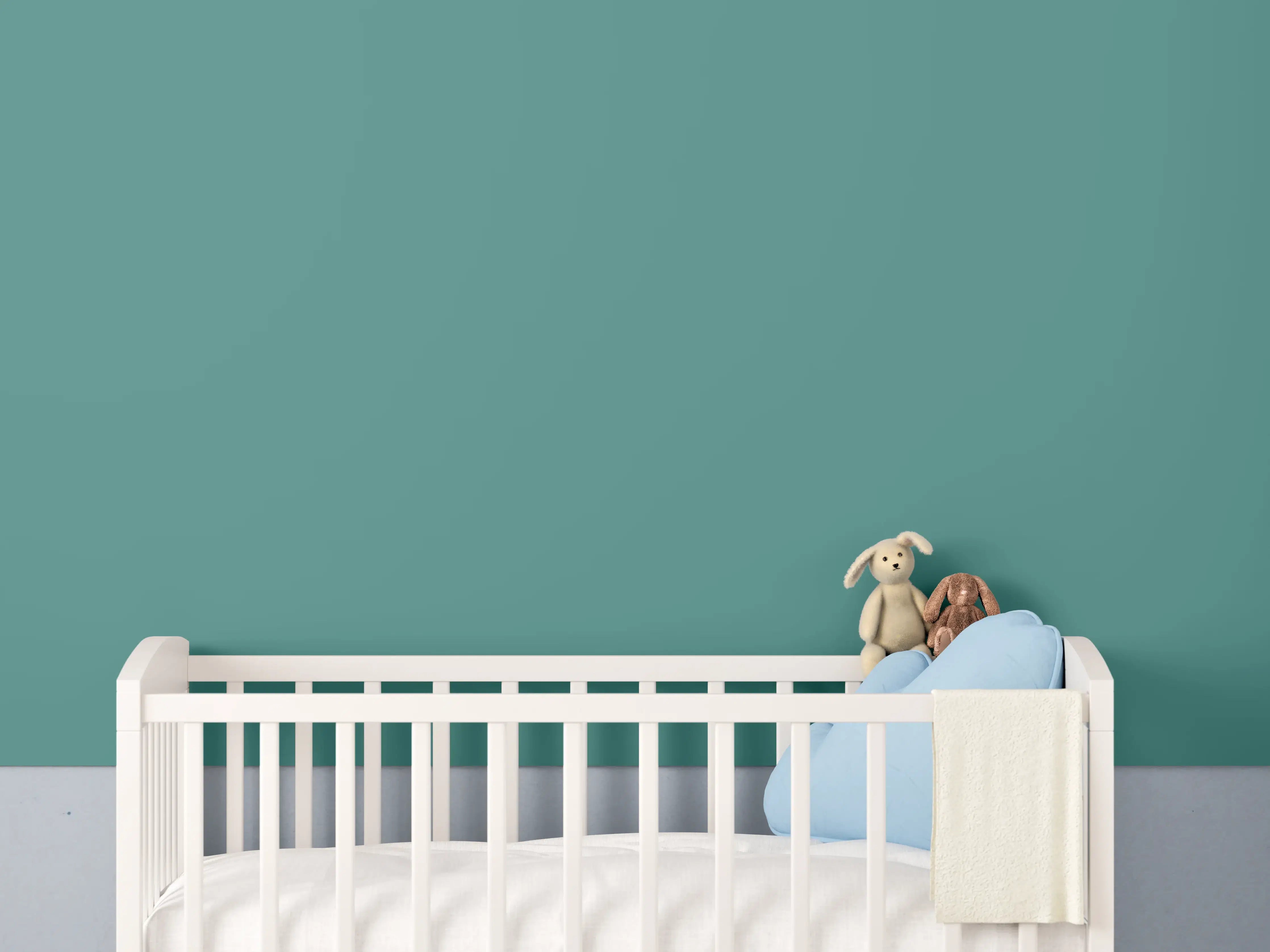 Babyzimmer Wandgestaltung - RAL 6033 (Minttürkis)
