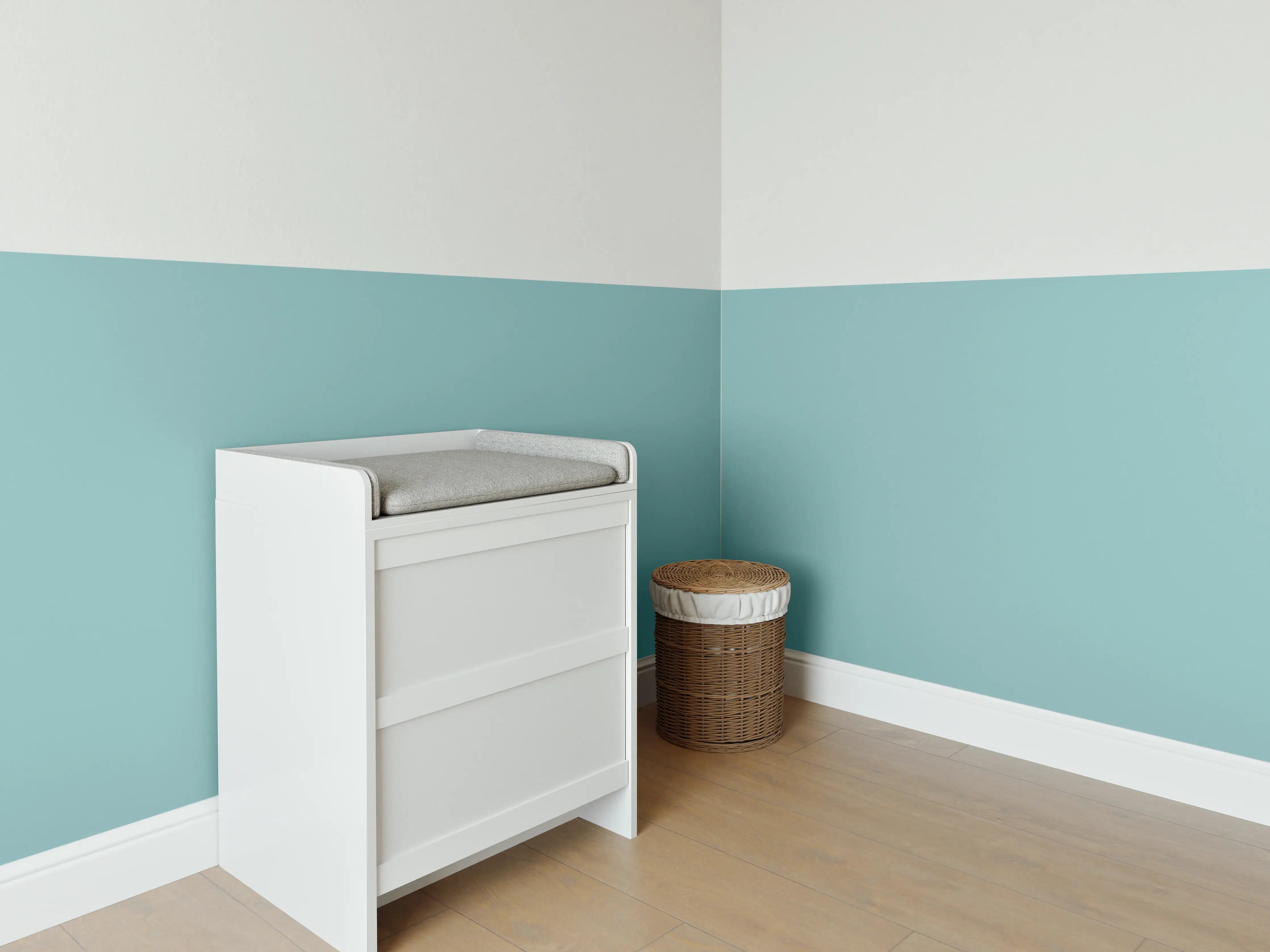 Babyzimmer Wandgestaltung - RAL 6034 (Pastell-Türkis)