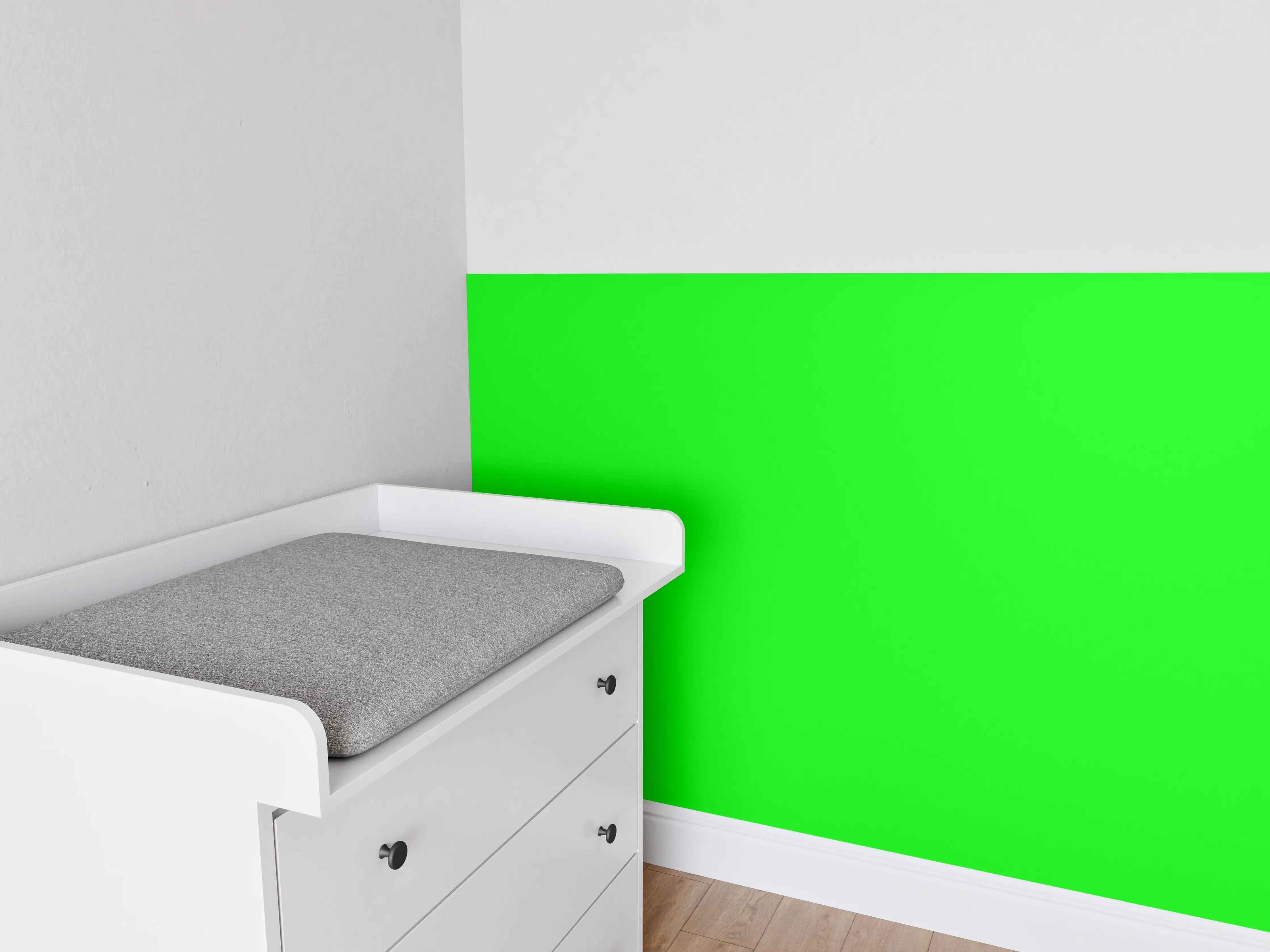 Babyzimmer Wandgestaltung - RAL 6038 (leuchtendes Grün)