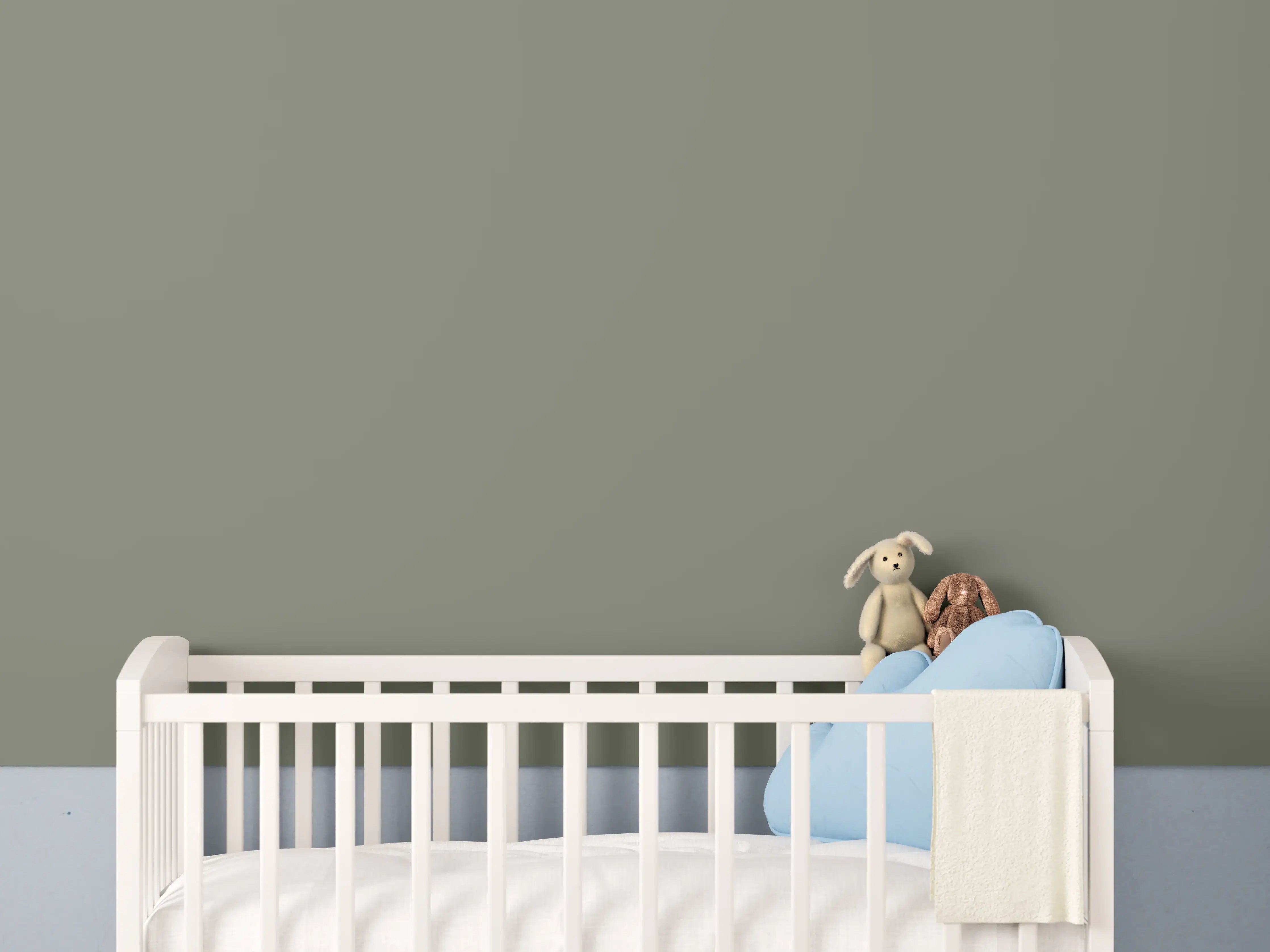 Babyzimmer Wandgestaltung - RAL 7003 (Moosgrau)