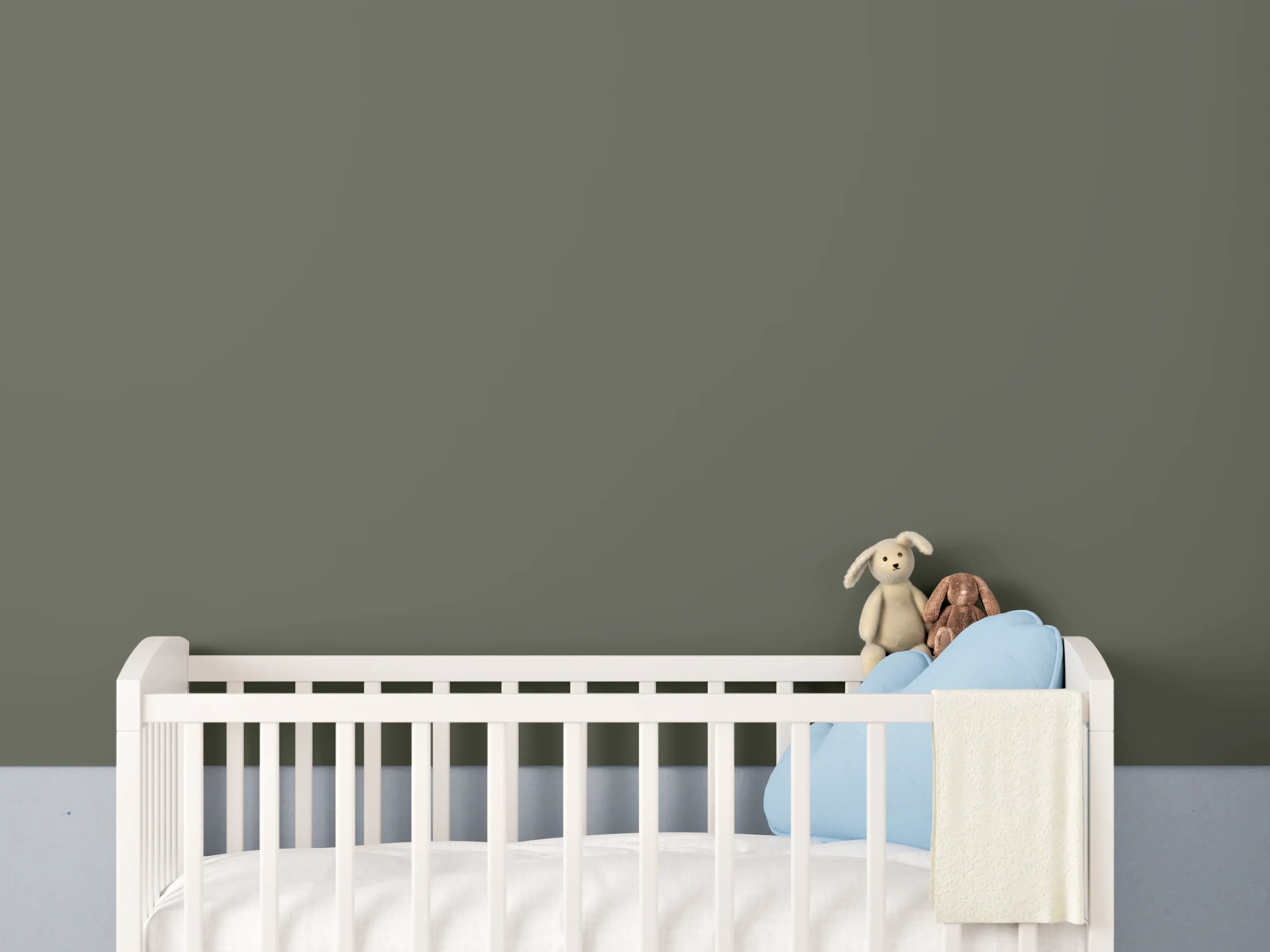 Babyzimmer Wandgestaltung - RAL 7013 (auch braun-grau)