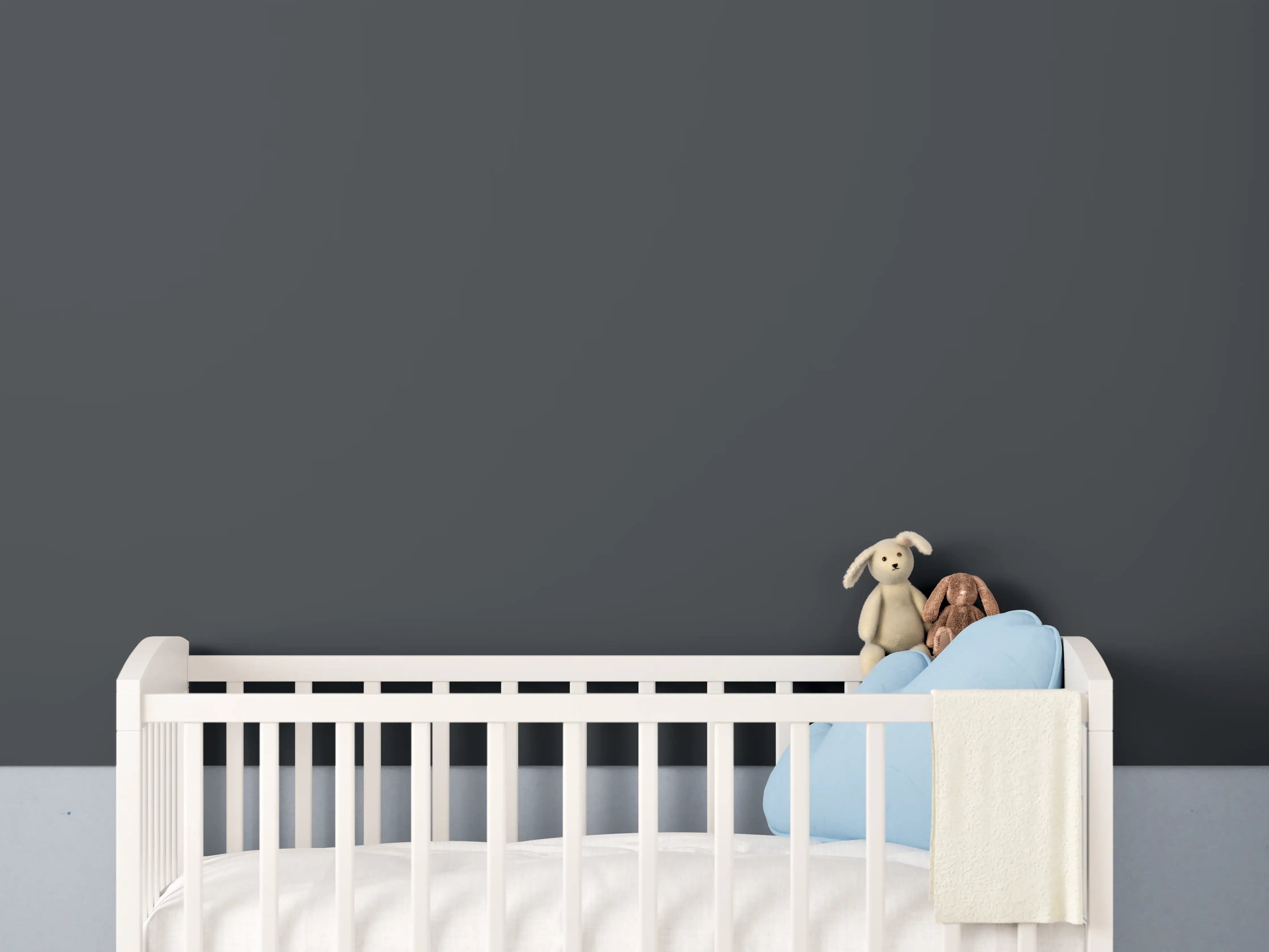 Babyzimmer Wandgestaltung - RAL 7021 (Schwarzgrau)