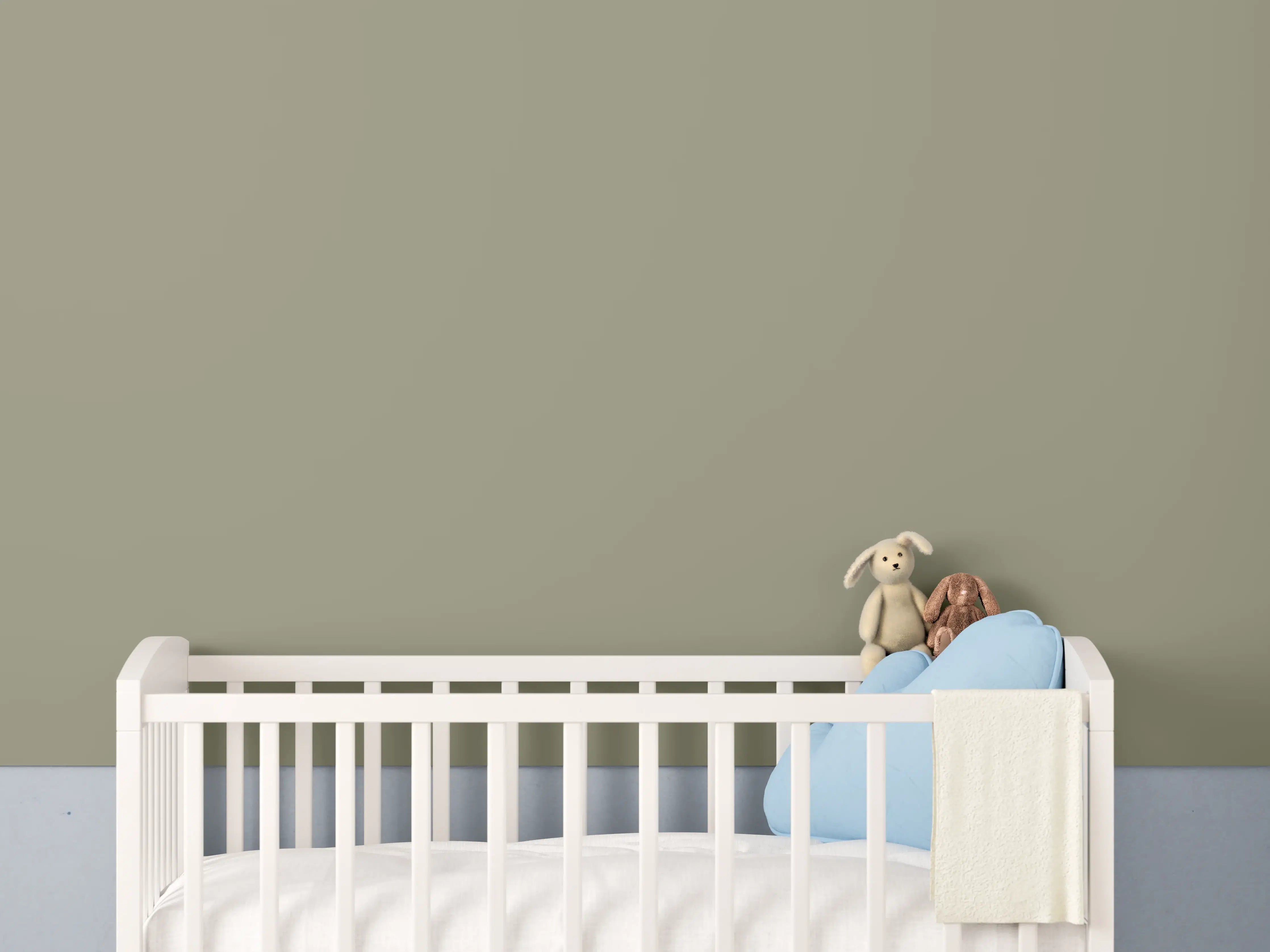 Babyzimmer Wandgestaltung - RAL 7034 (Gelbgrau)