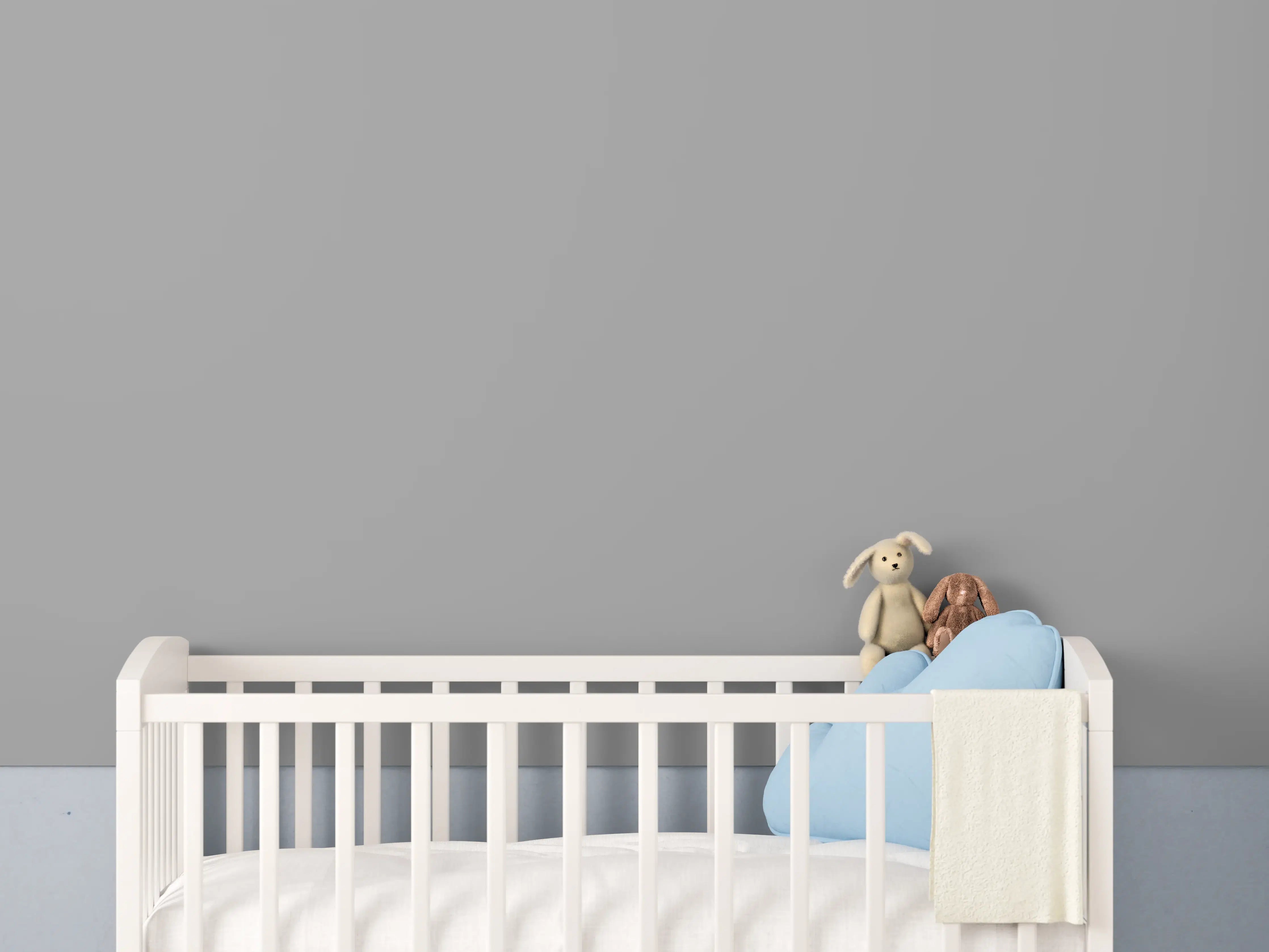 Babyzimmer Wandgestaltung - RAL 9022 (Perlhellgrau)