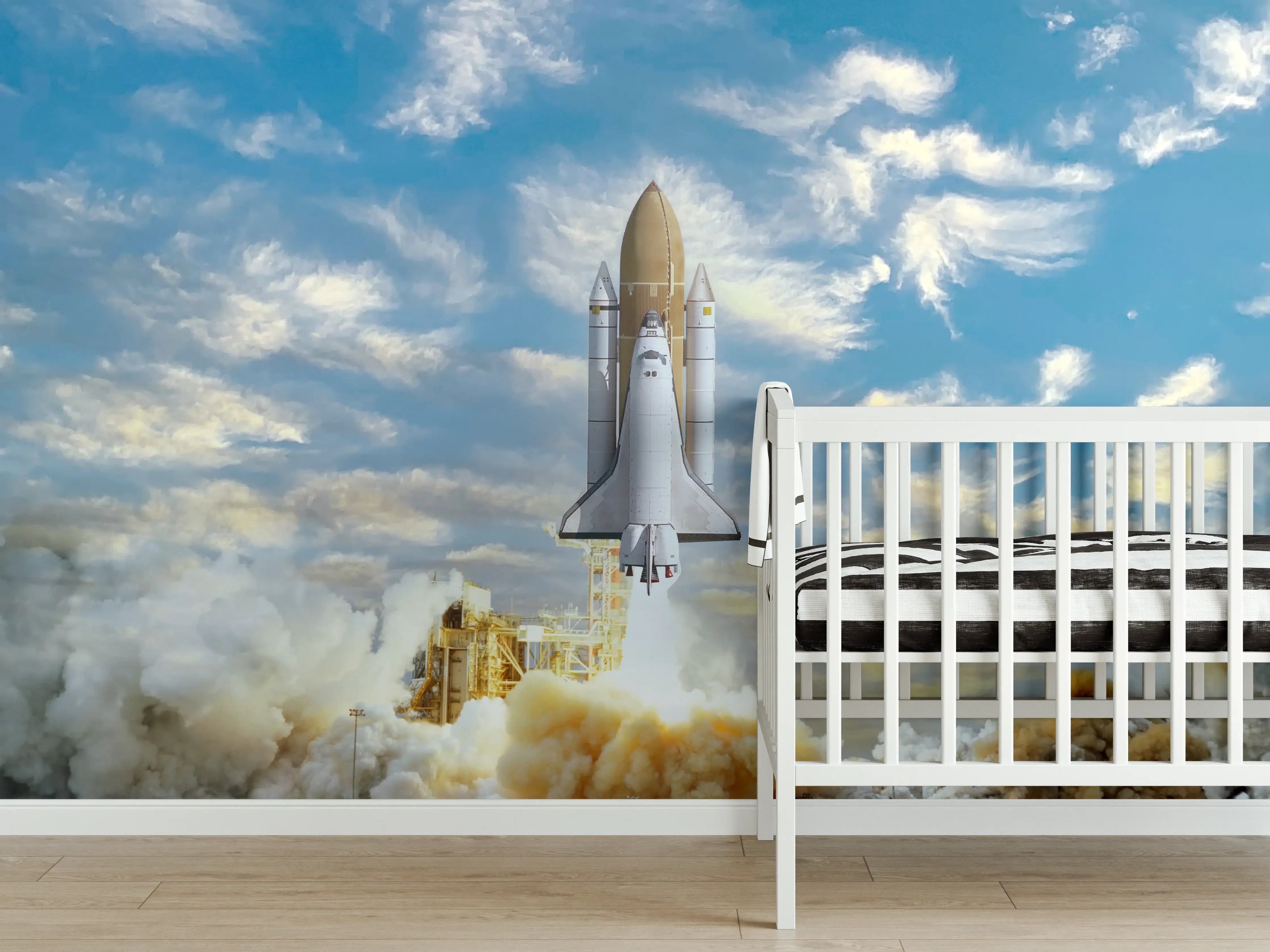Babyzimmer Wandgestaltung - Rakete startet ins All