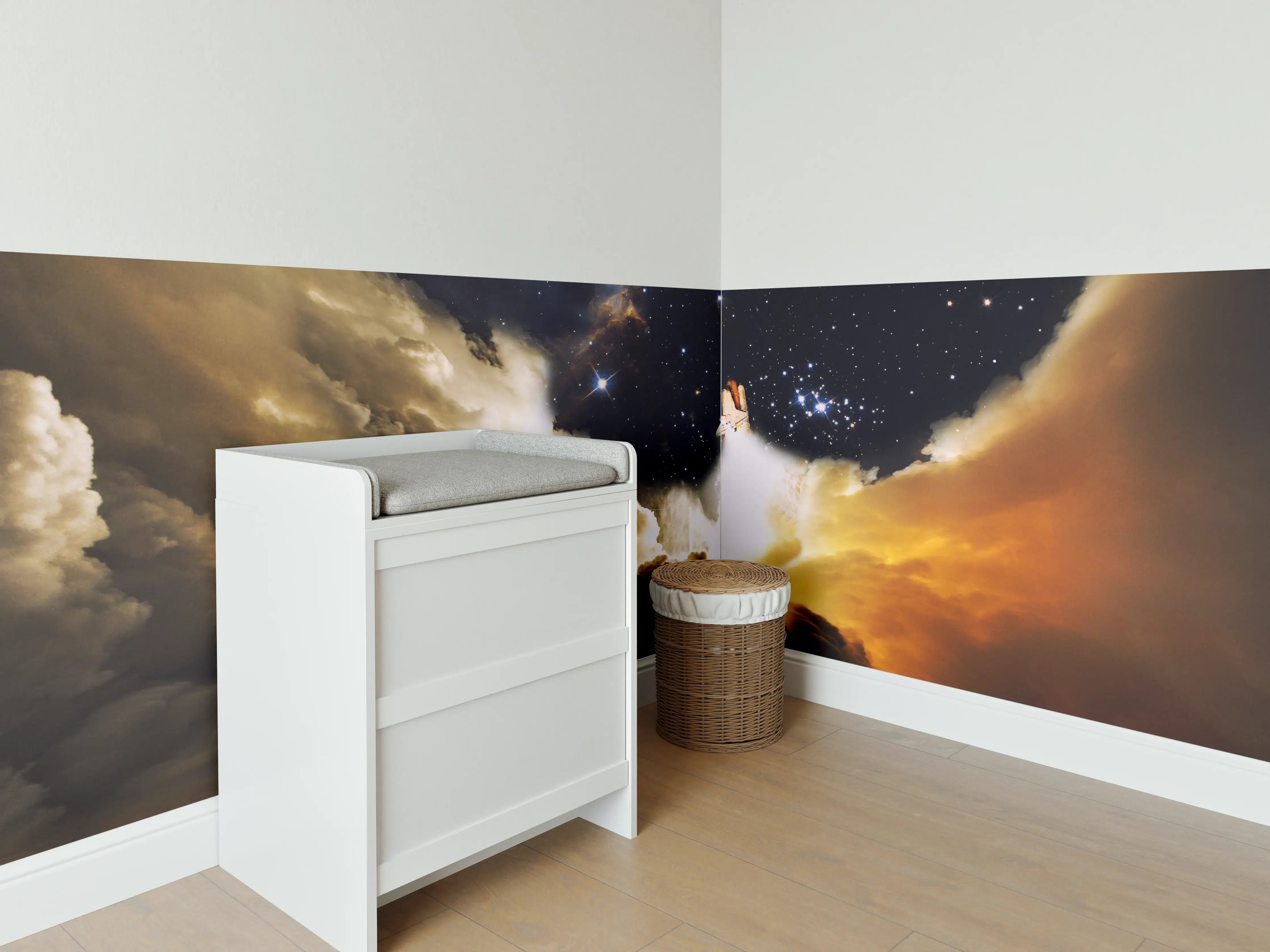 Babyzimmer Wandgestaltung - Raketenstart ins Weltall