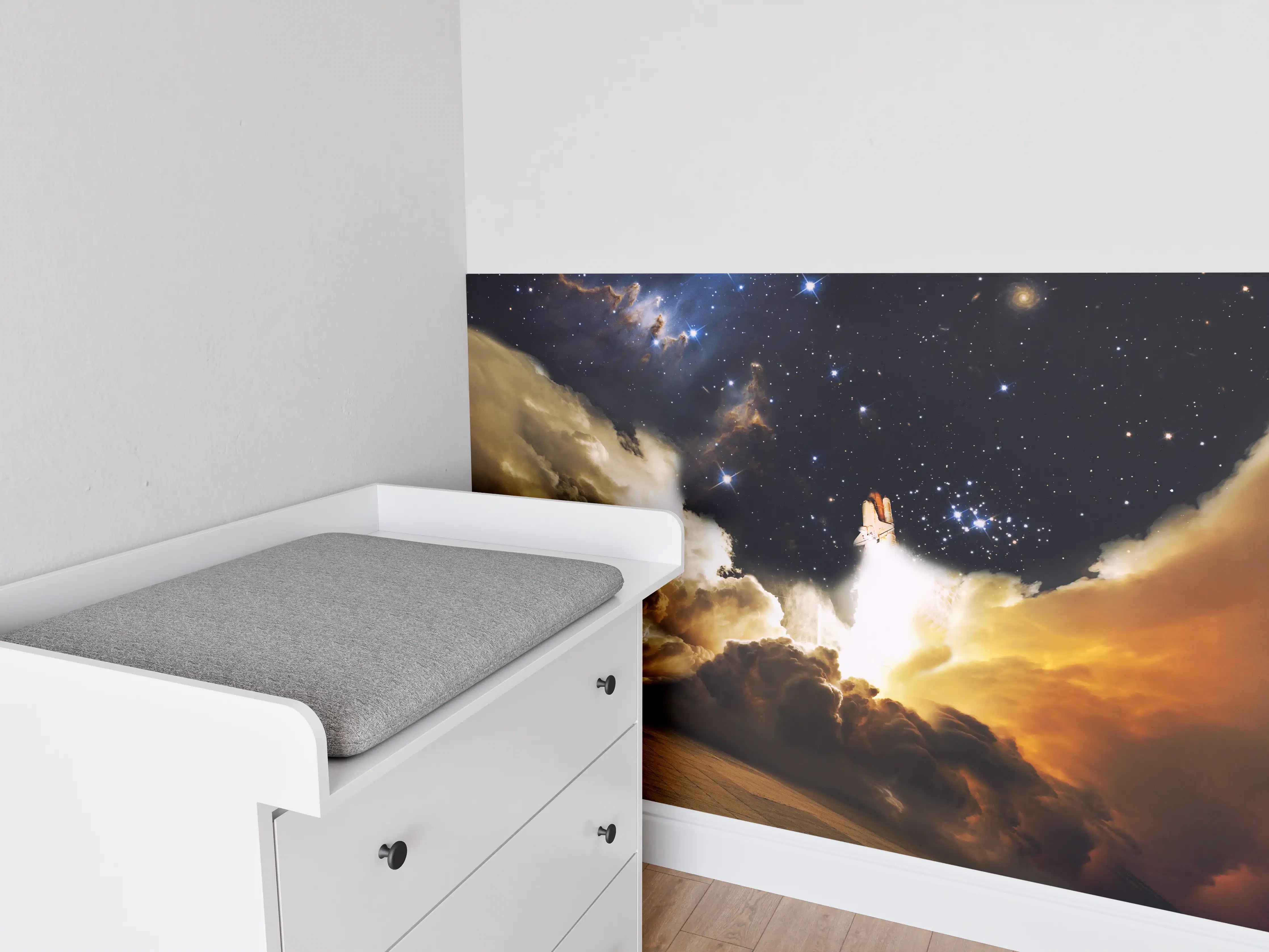 Babyzimmer Wandgestaltung - Raketenstart ins Weltall