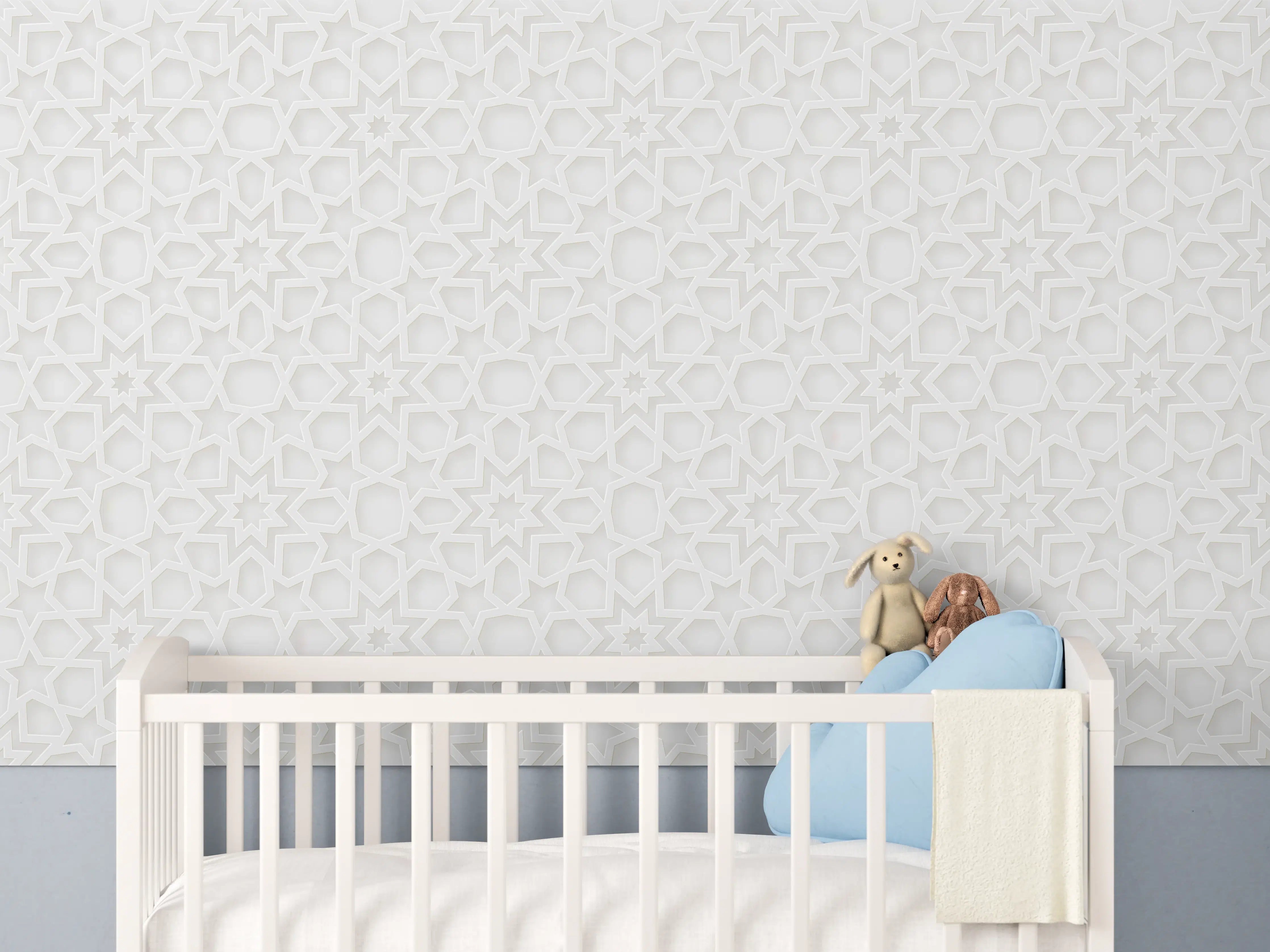 Babyzimmer Wandgestaltung - Ramadan Weißes Geometrisches Muster