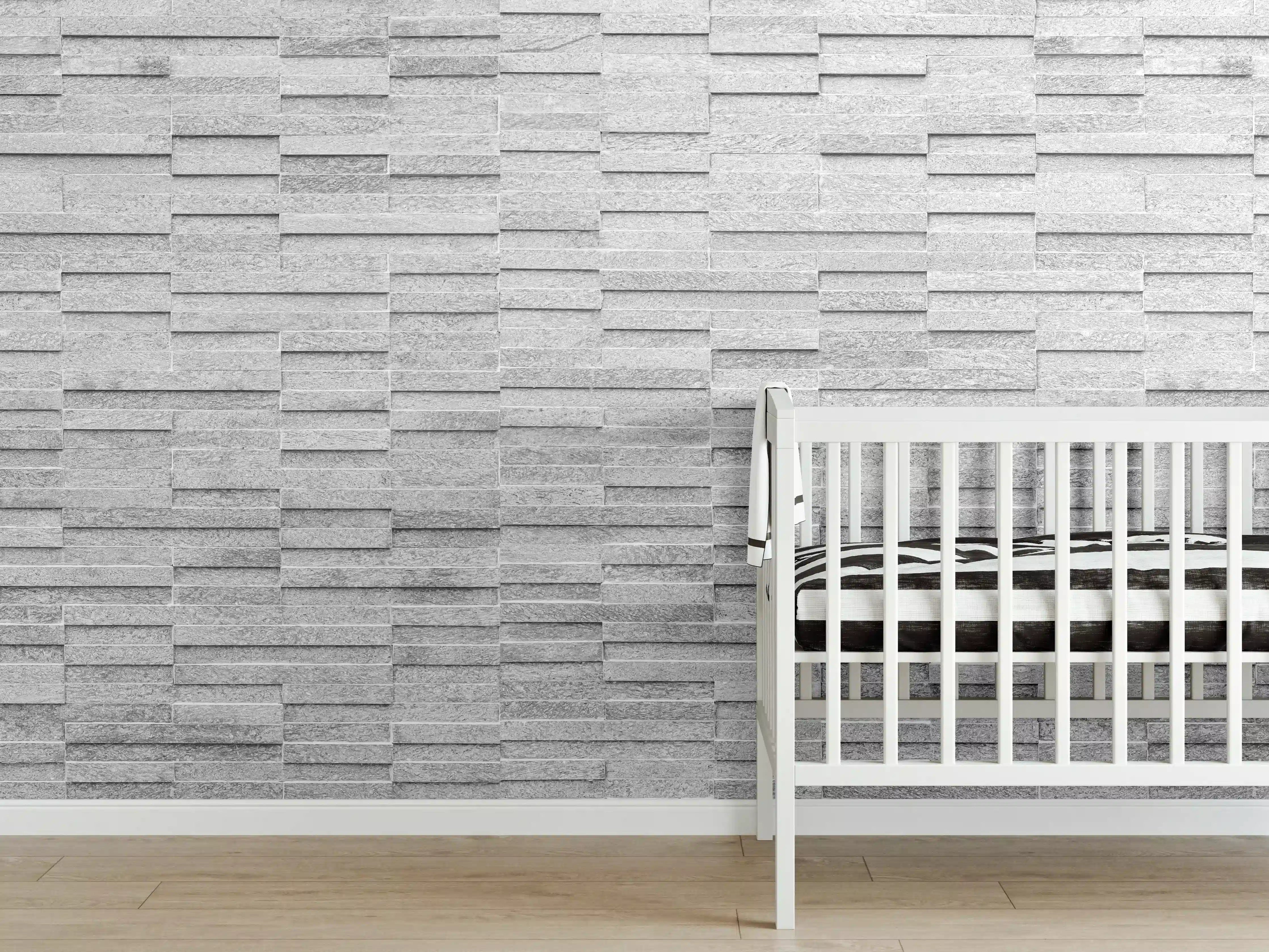 Babyzimmer Wandgestaltung - Rauer weißer Sandstein