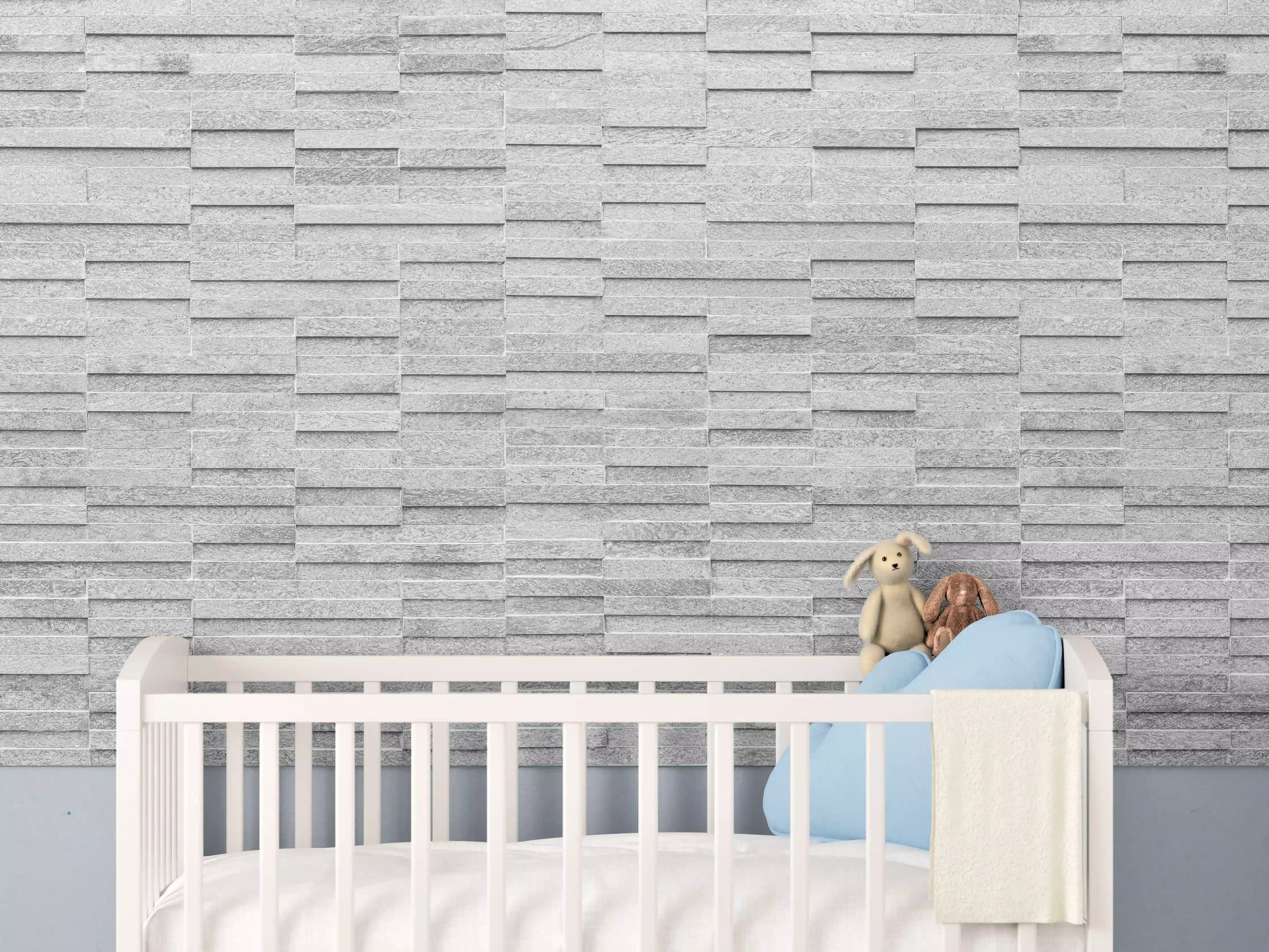 Babyzimmer Wandgestaltung - Rauer weißer Sandstein