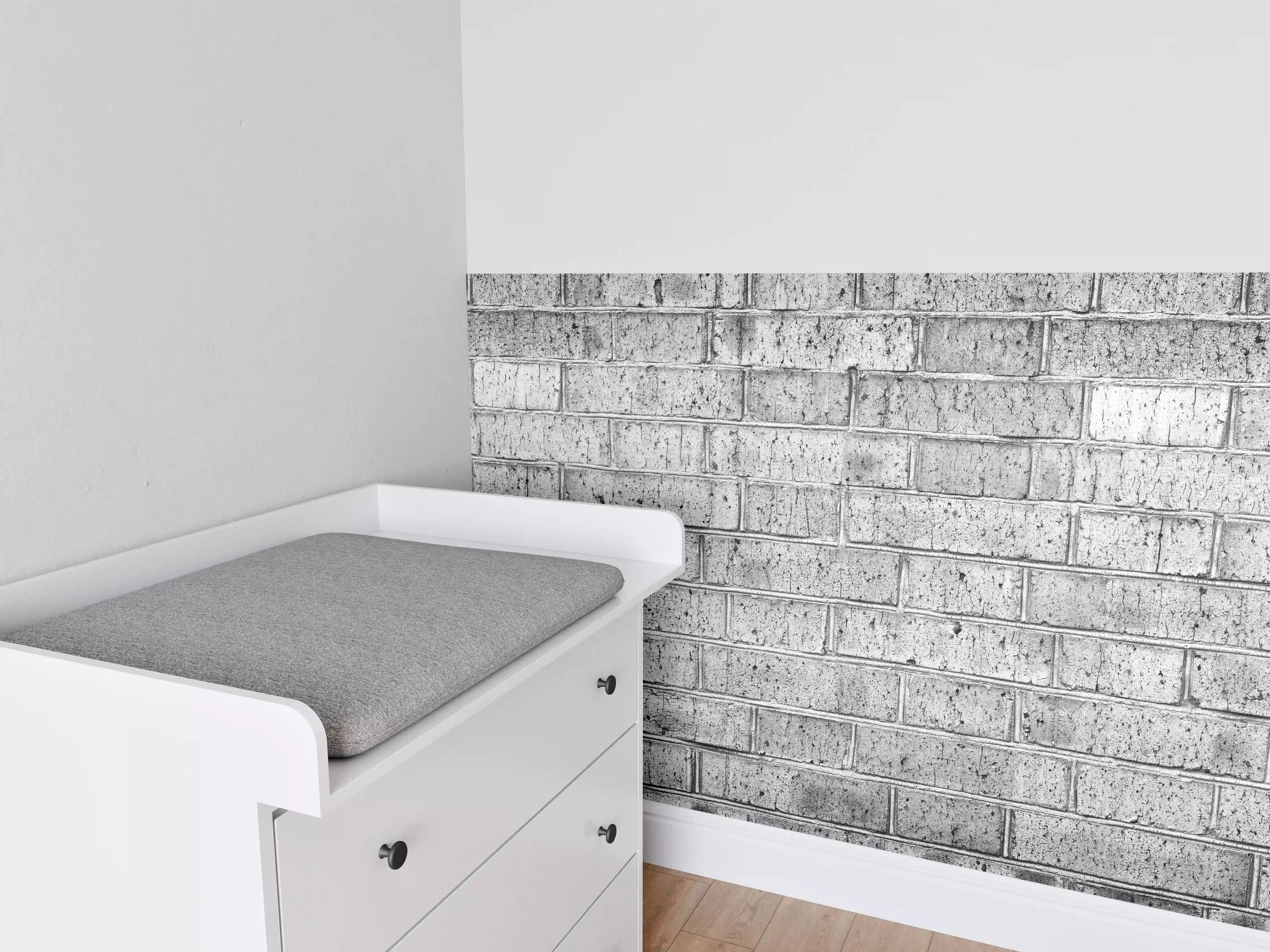 Babyzimmer Wandgestaltung - Raues hellgraues Mauerwerk