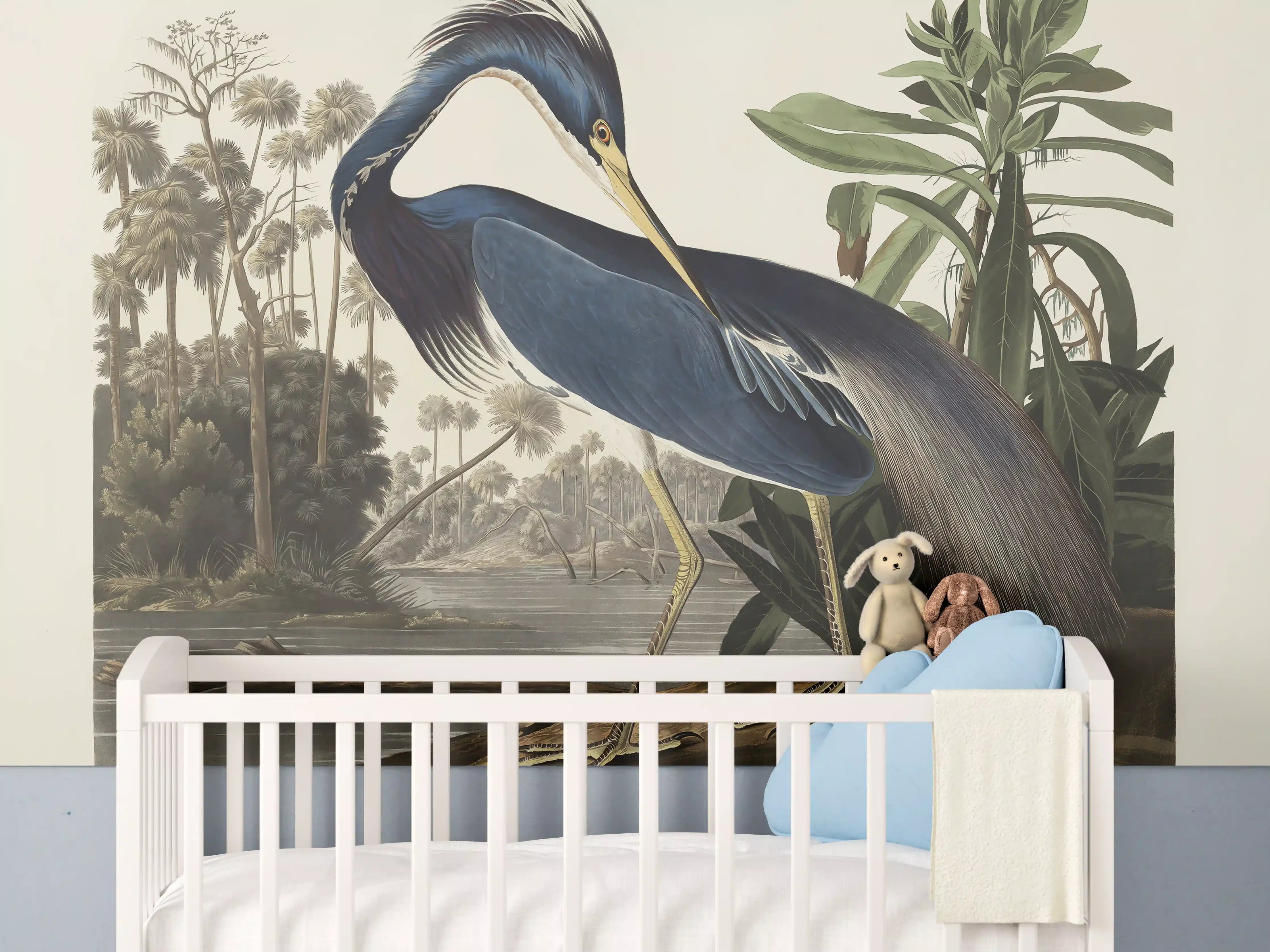 Babyzimmer Wandgestaltung - Reiher Portrait - John James Audubon