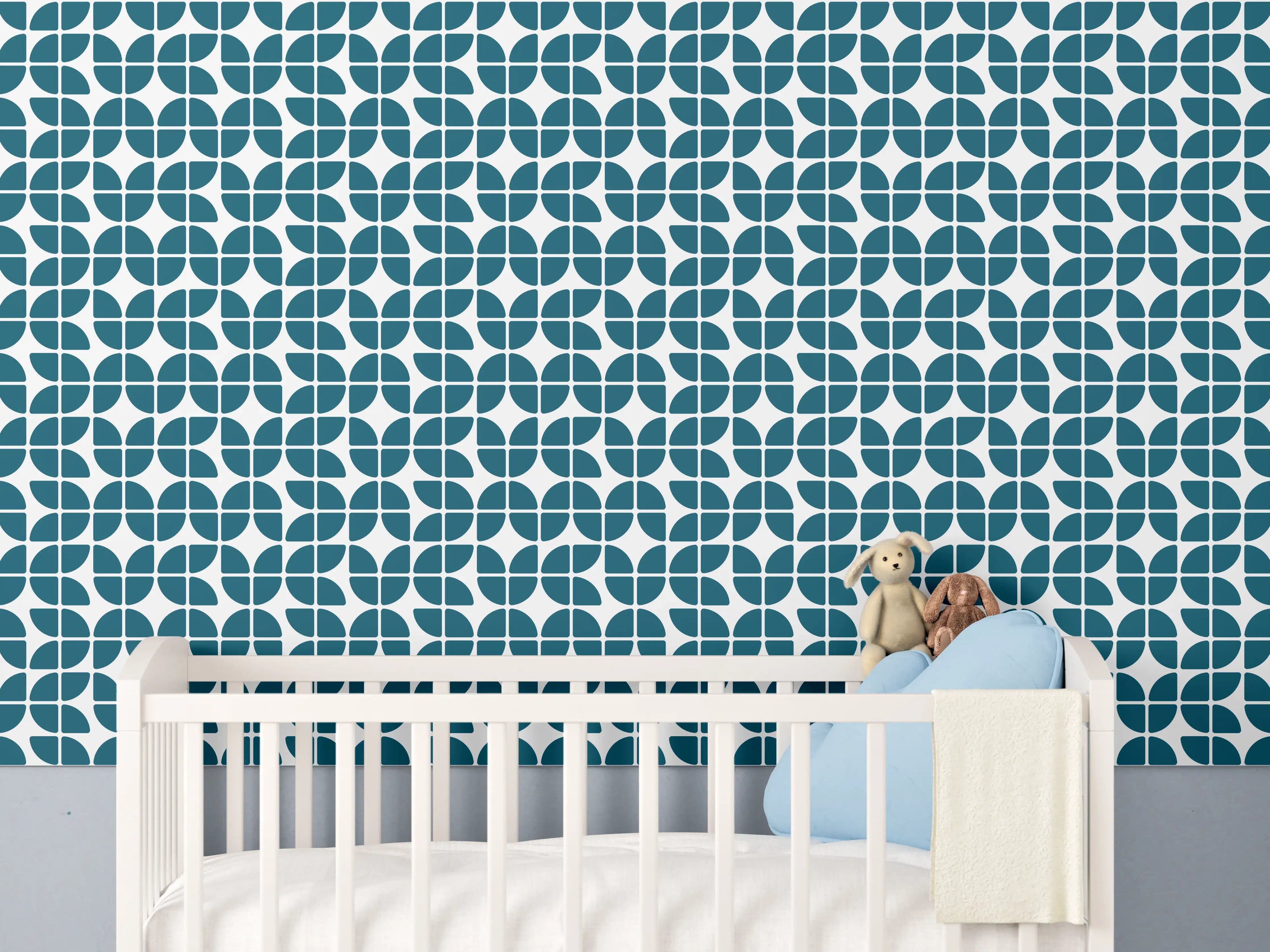 Babyzimmer Wandgestaltung - Retro-Blau-Muster