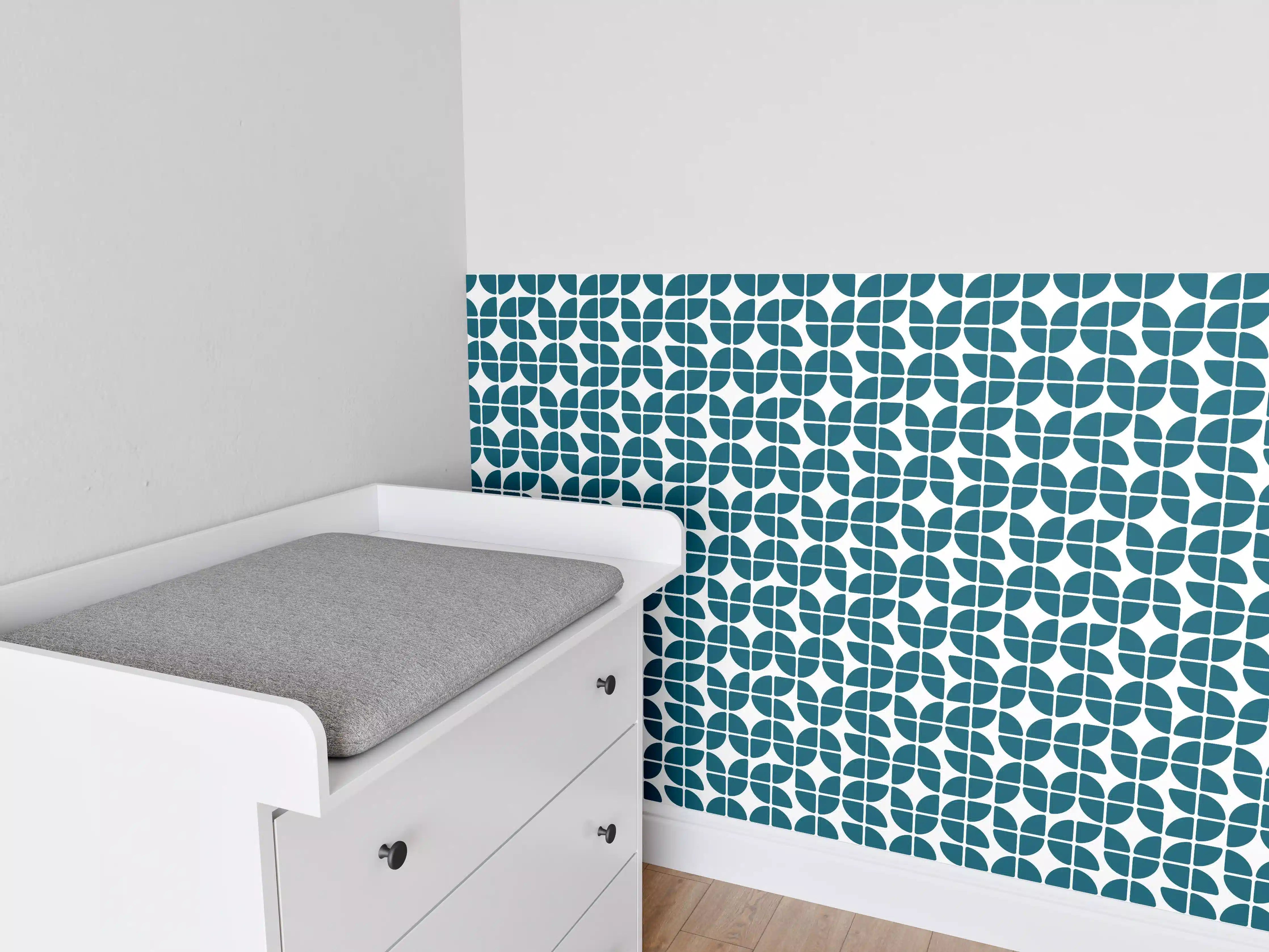 Babyzimmer Wandgestaltung - Retro-Blau-Muster