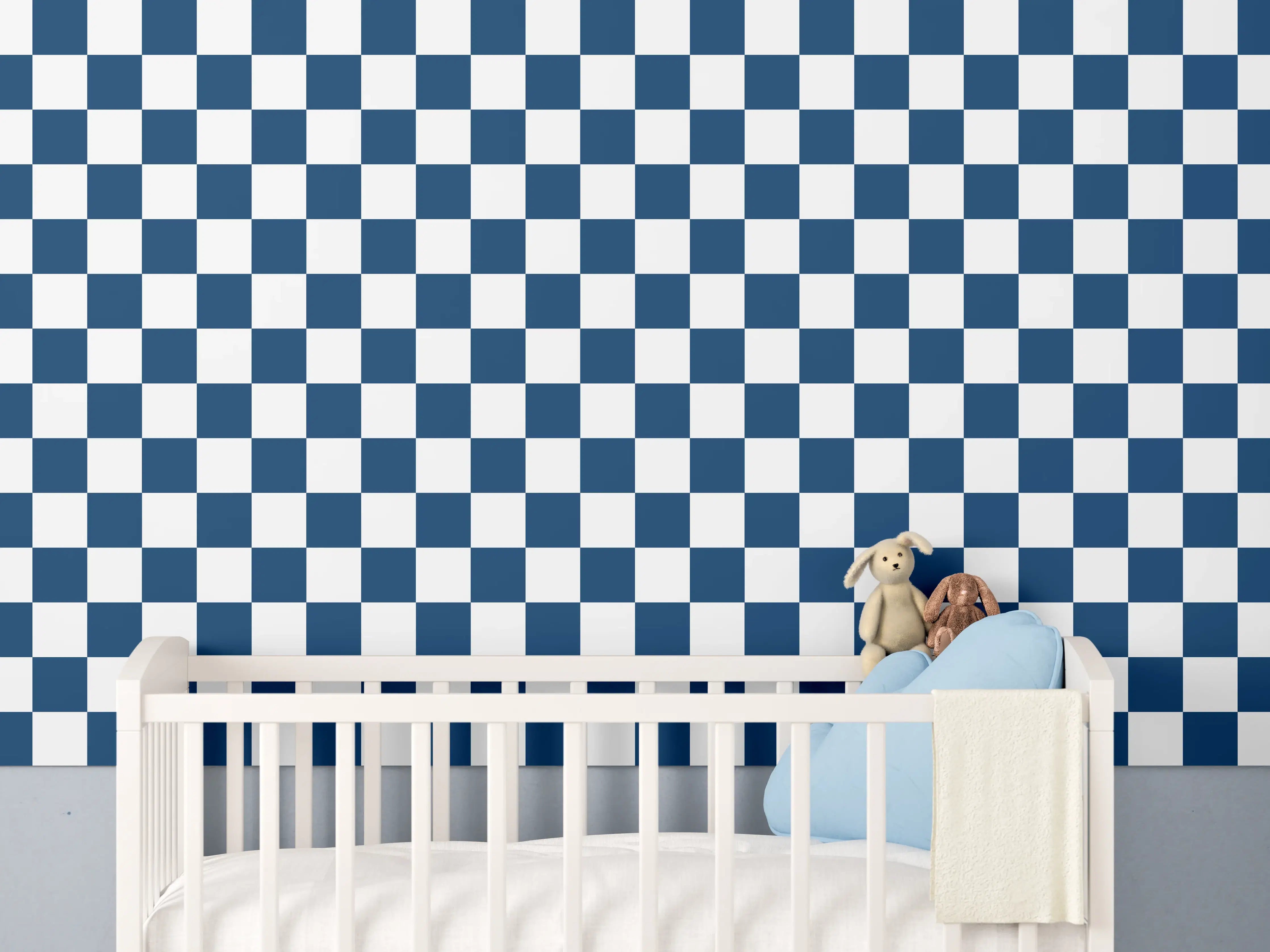 Babyzimmer Wandgestaltung - Retro Blau Nacht-Design