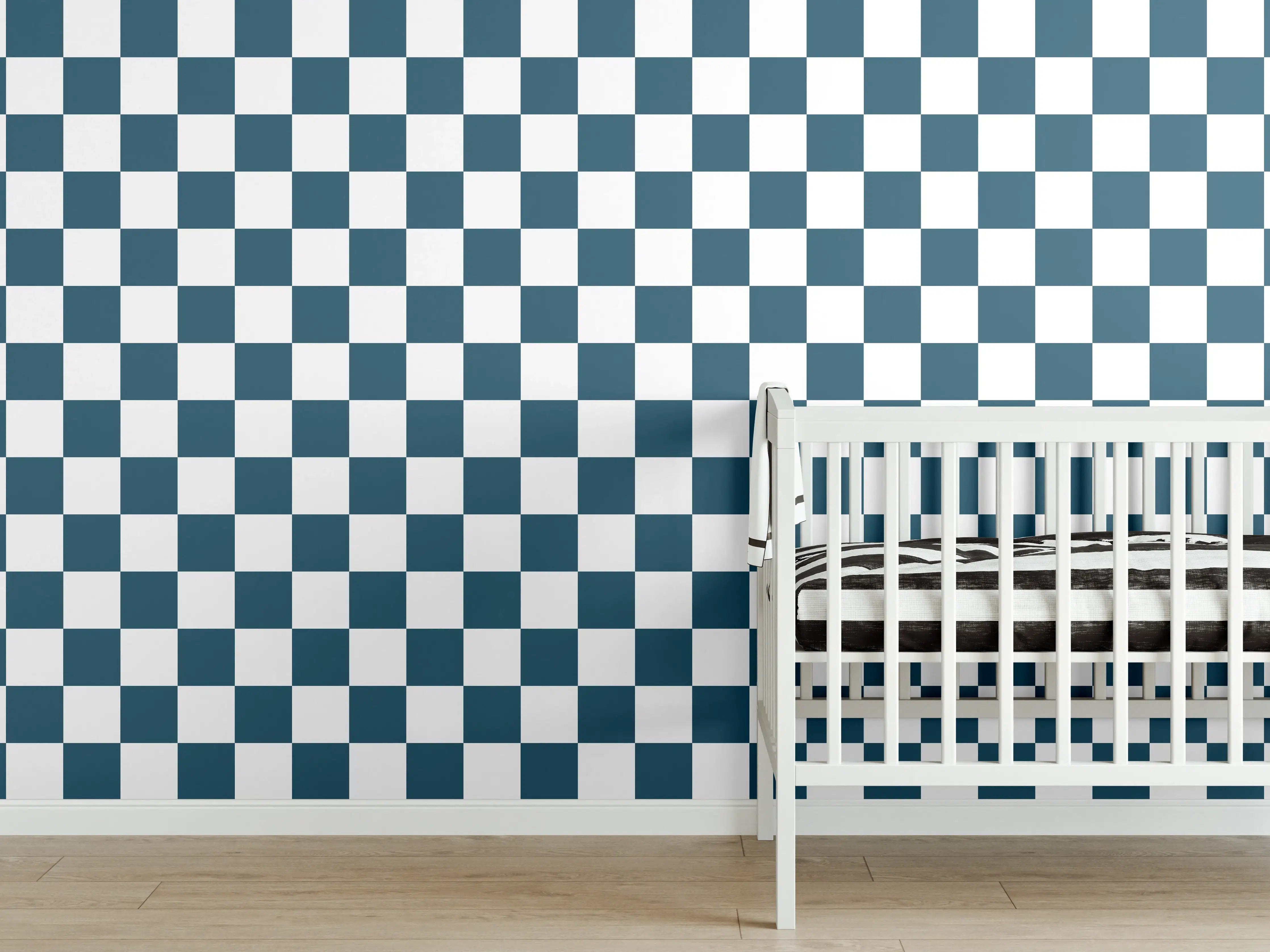 Babyzimmer Wandgestaltung - Retro Blaue Fliesen im Badezimmer