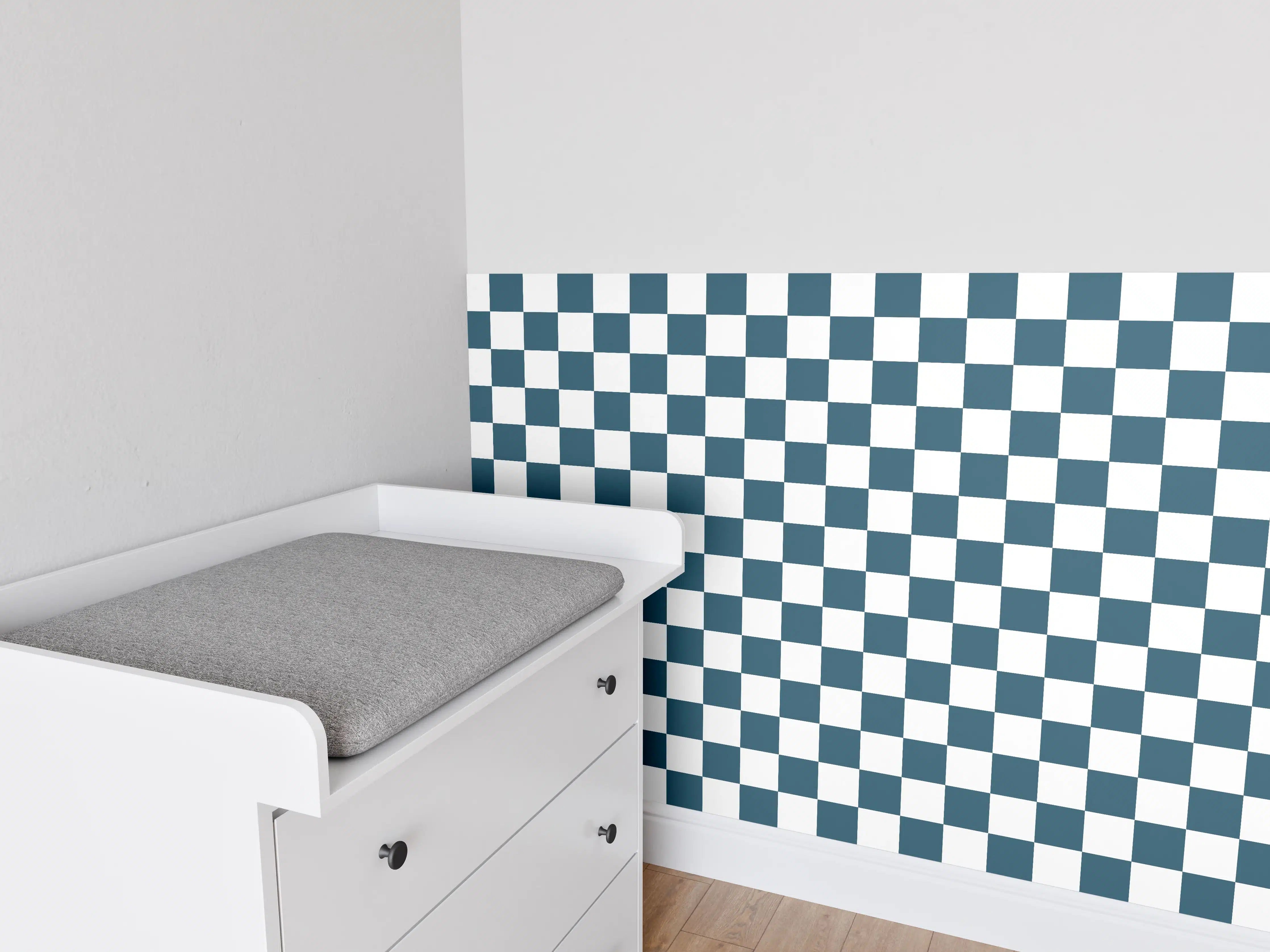 Babyzimmer Wandgestaltung - Retro Blaue Fliesen im Badezimmer
