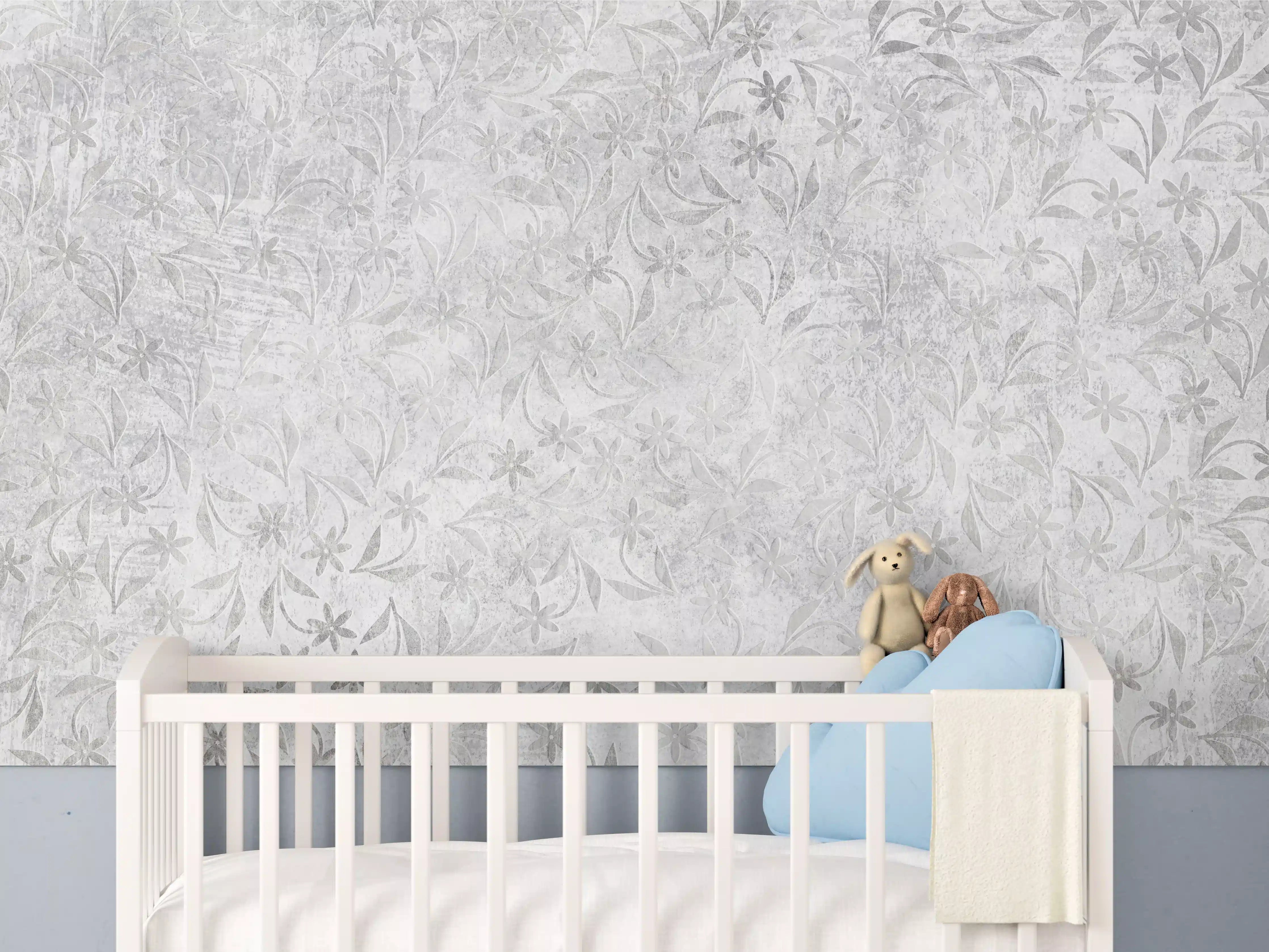 Babyzimmer Wandgestaltung - Retro Blumen Textur