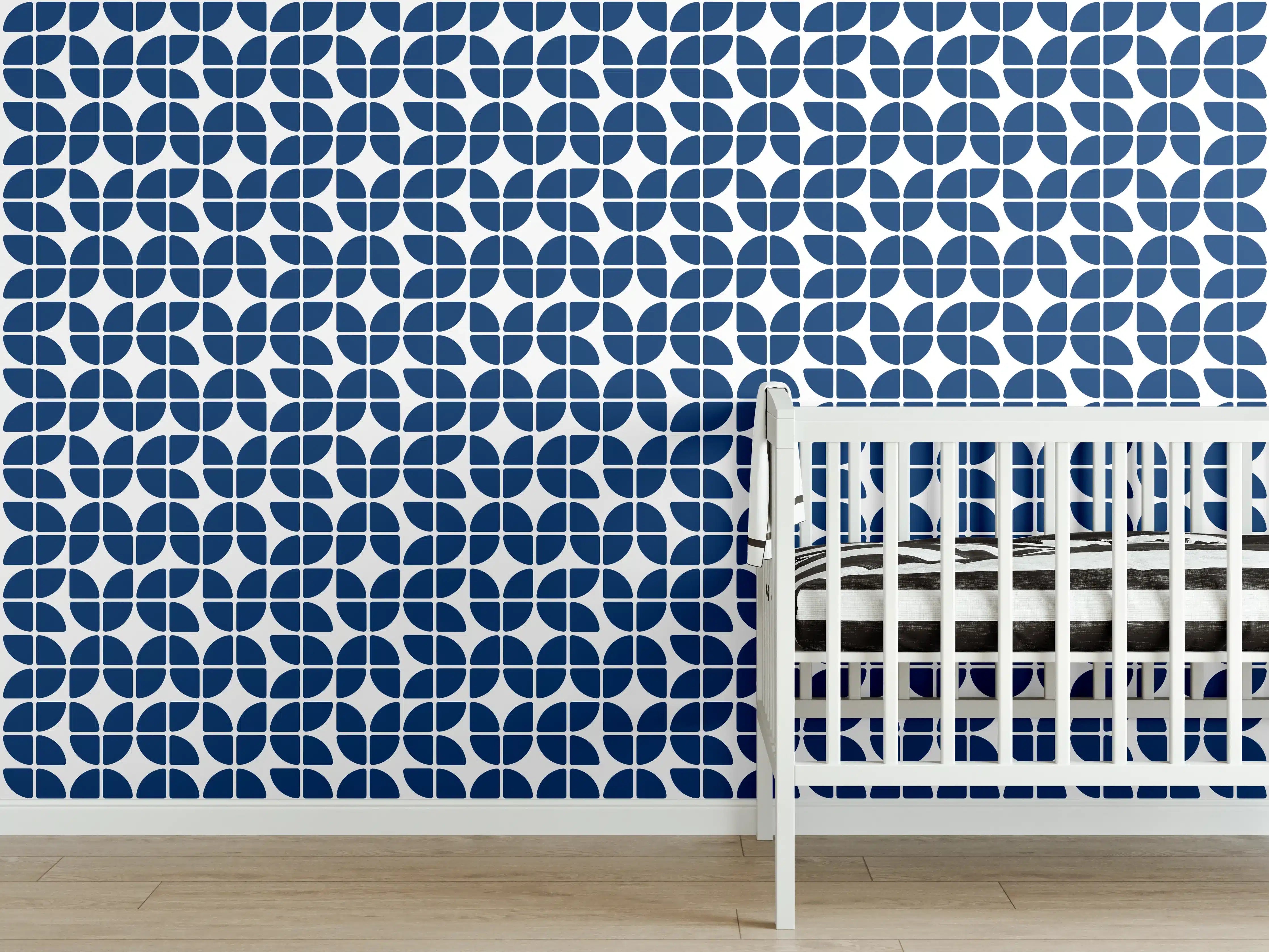 Babyzimmer Wandgestaltung - Retro-Grazia-Blau-Nacht