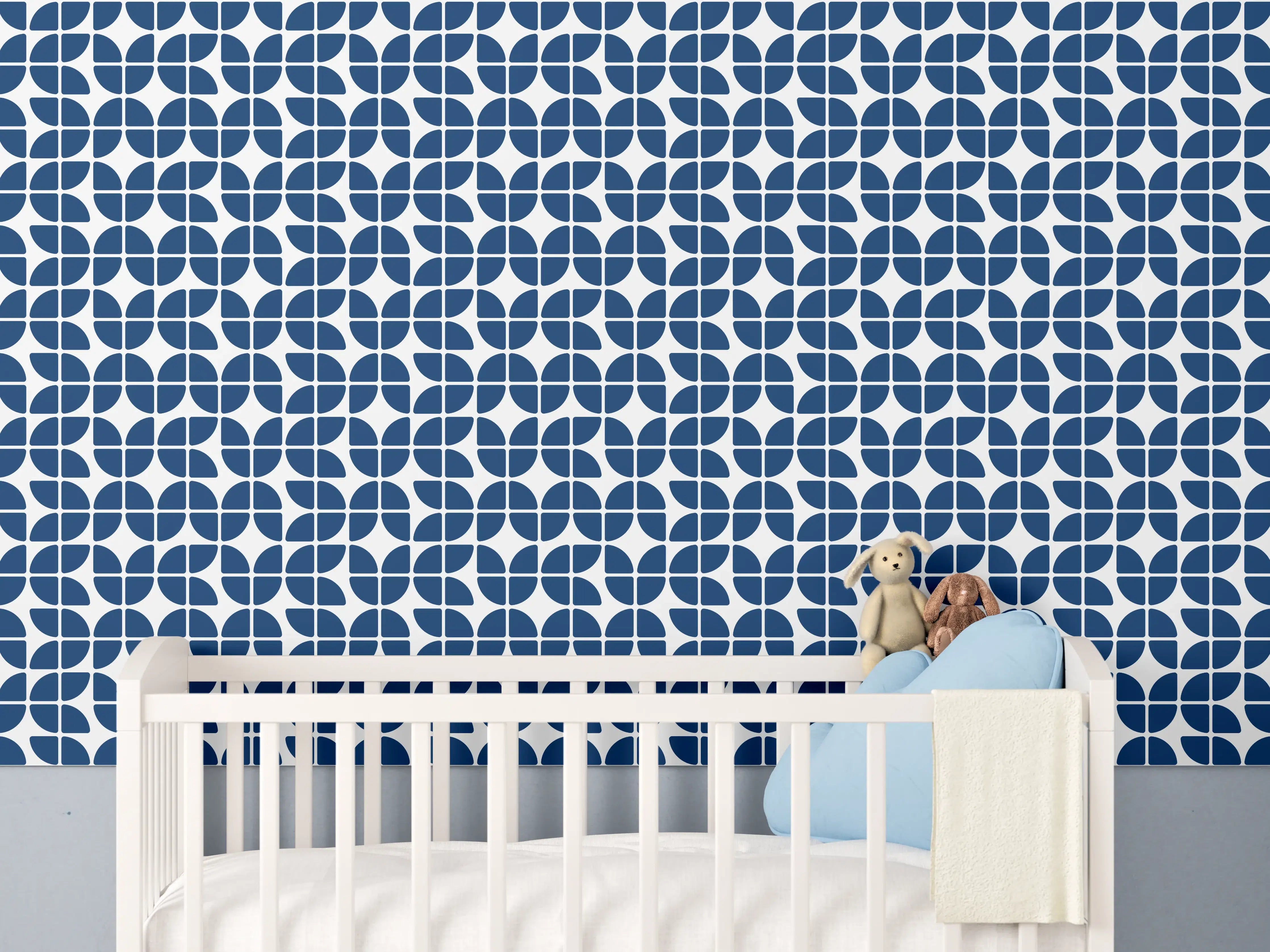 Babyzimmer Wandgestaltung - Retro-Grazia-Blau-Nacht