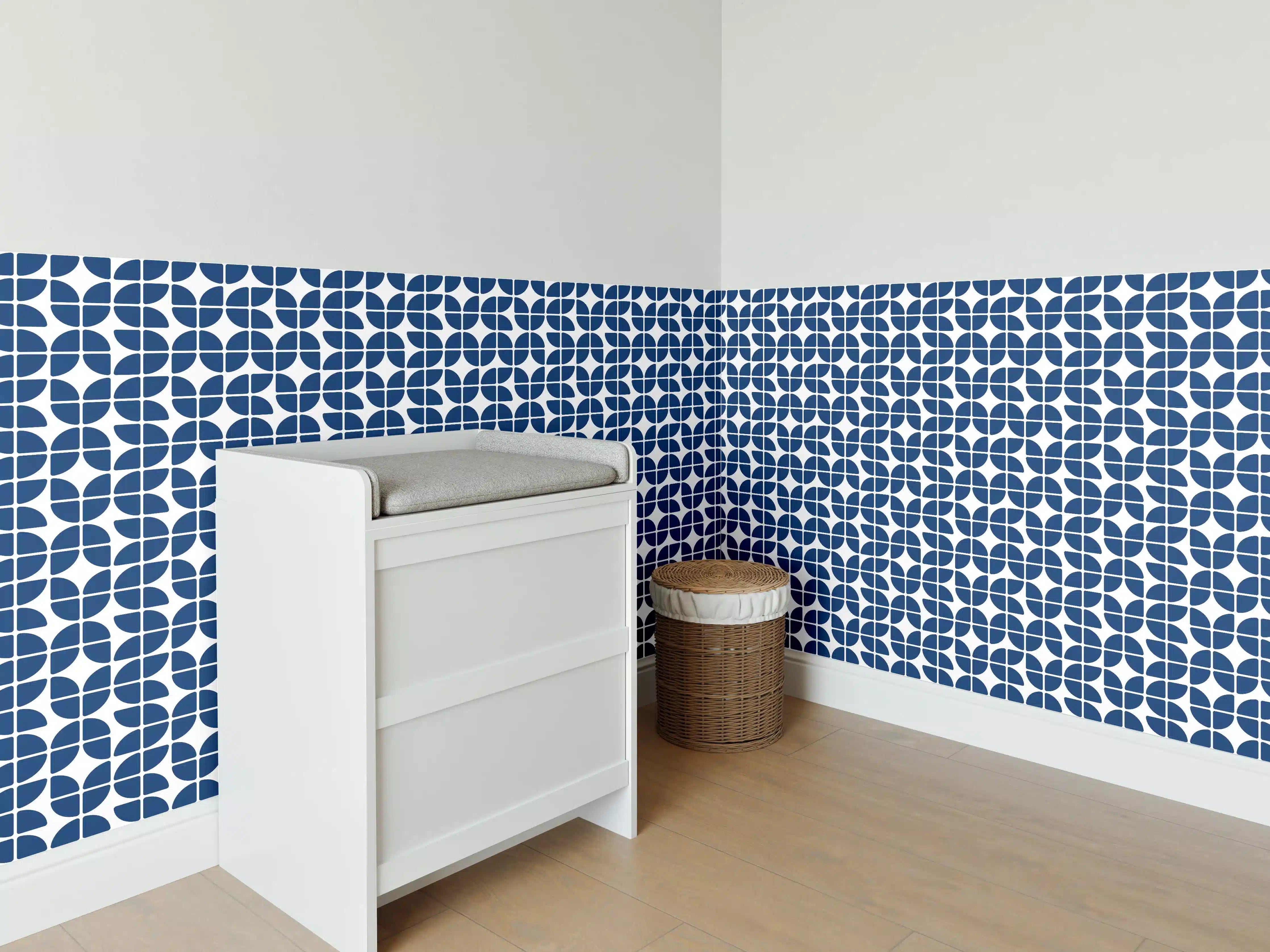 Babyzimmer Wandgestaltung - Retro-Grazia-Blau-Nacht
