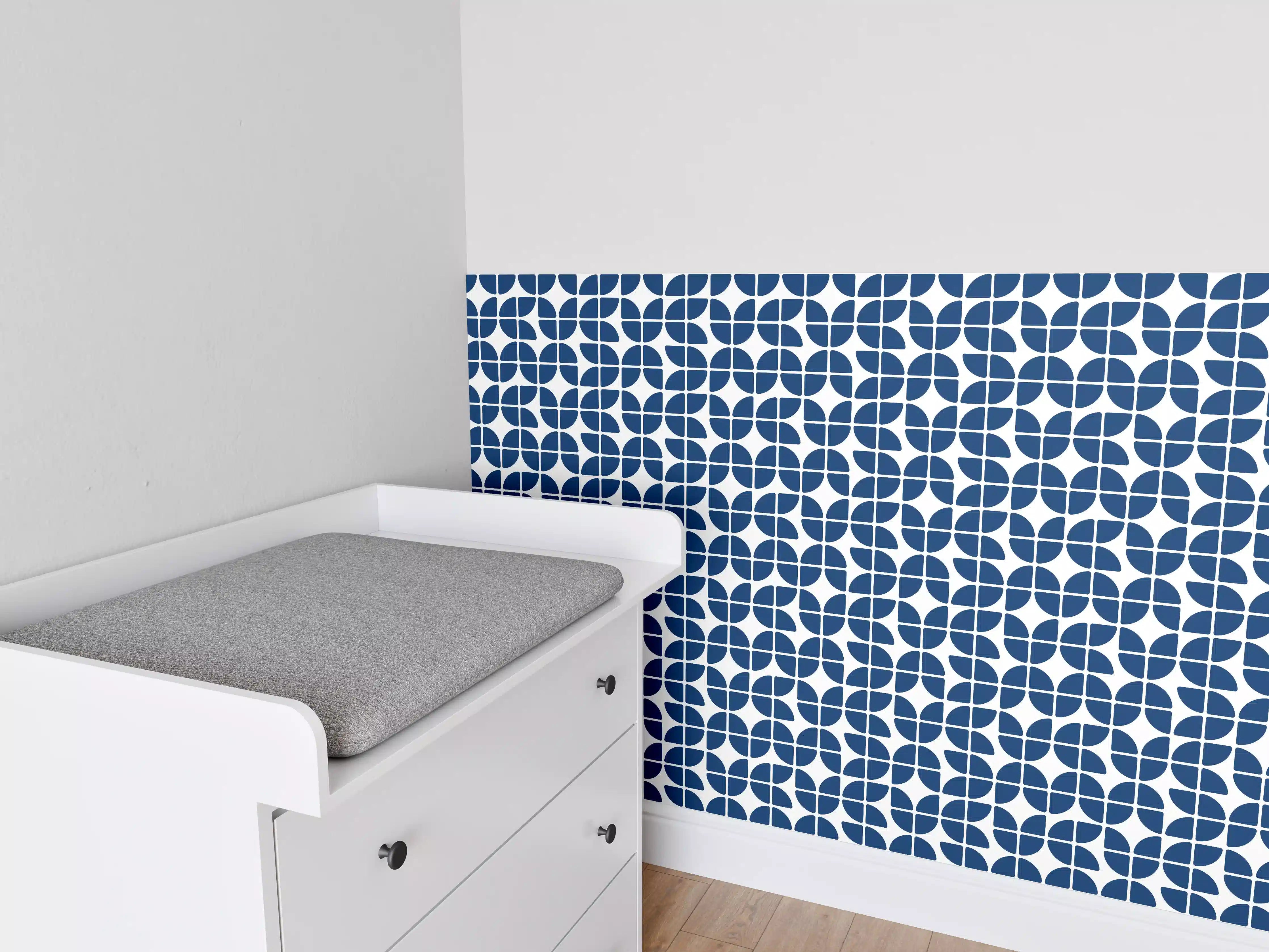 Babyzimmer Wandgestaltung - Retro-Grazia-Blau-Nacht
