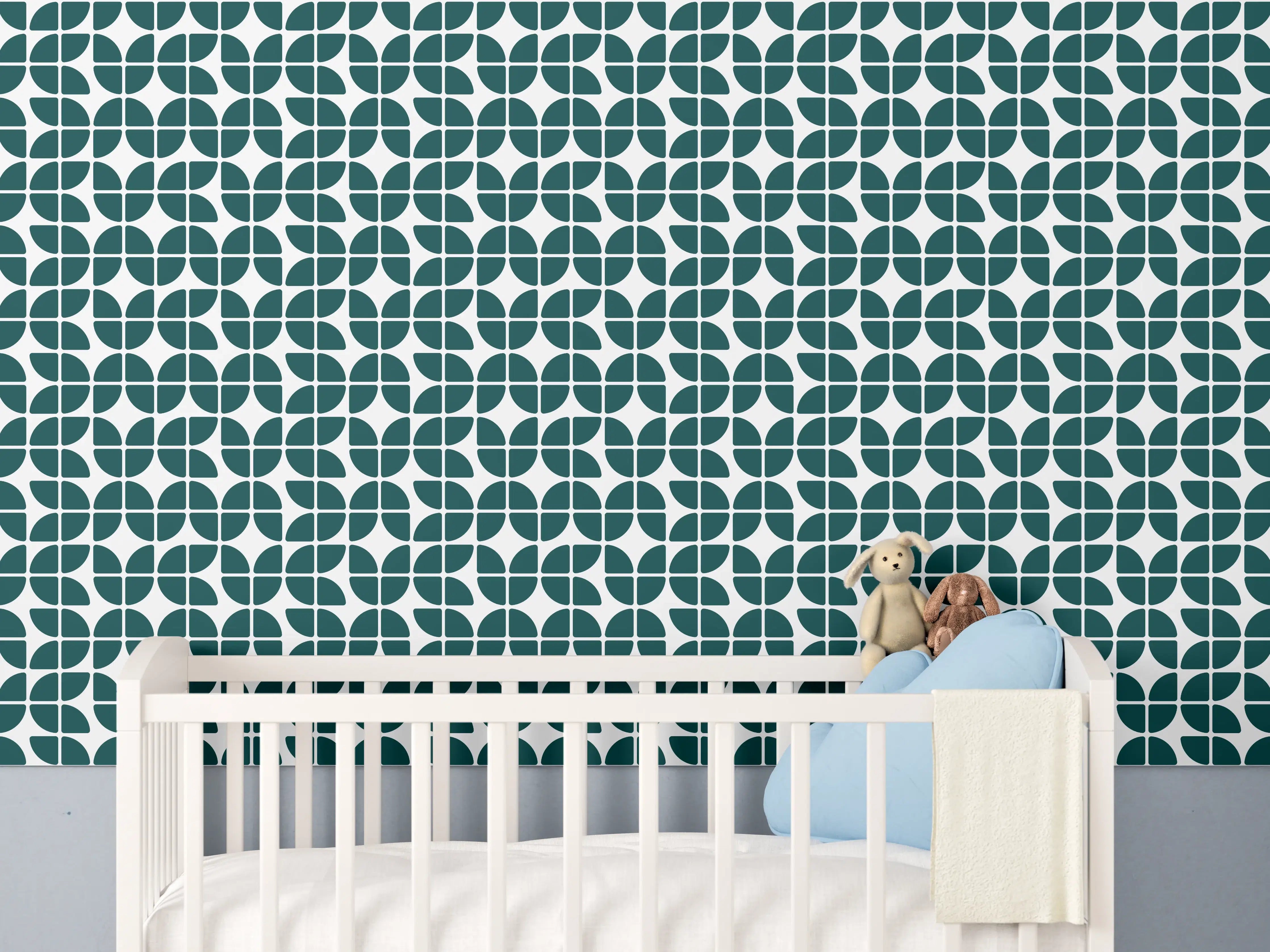 Babyzimmer Wandgestaltung - Retro Grün Petrol Design