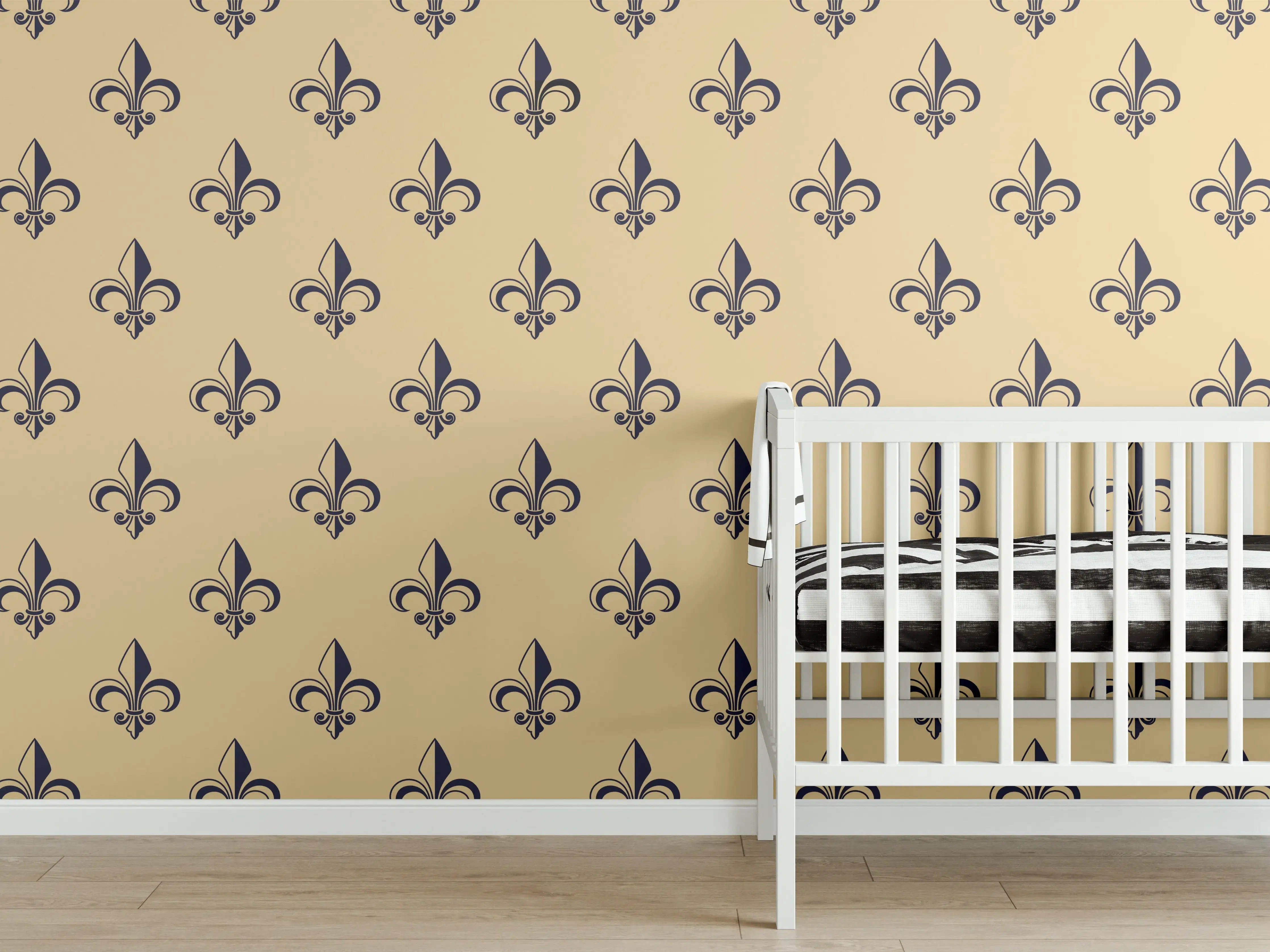 Babyzimmer Wandgestaltung - Retro-Muster Gold Braun