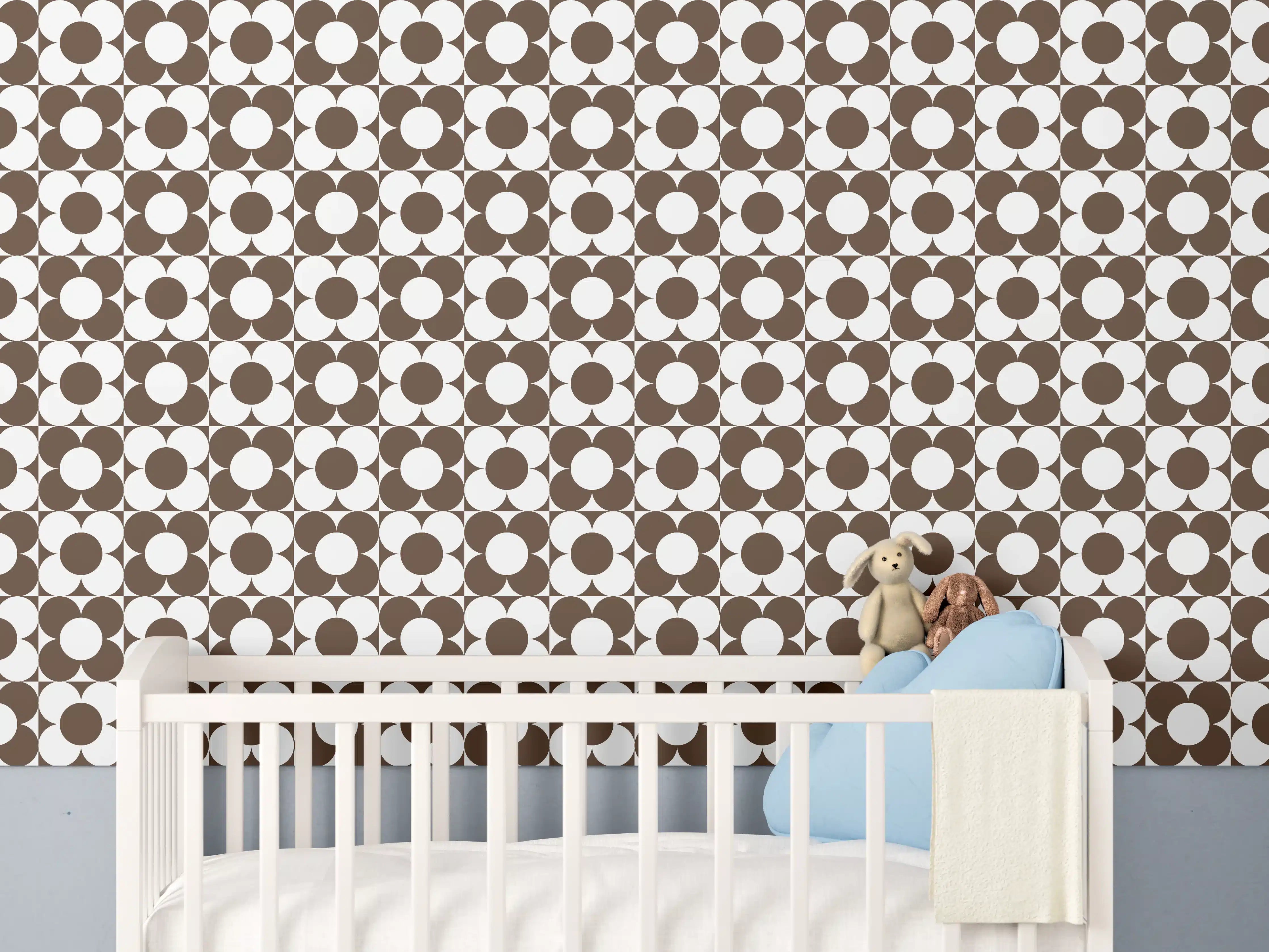 Babyzimmer Wandgestaltung - Retro Primavera Kaffee – Stilvolle Wandgestaltung