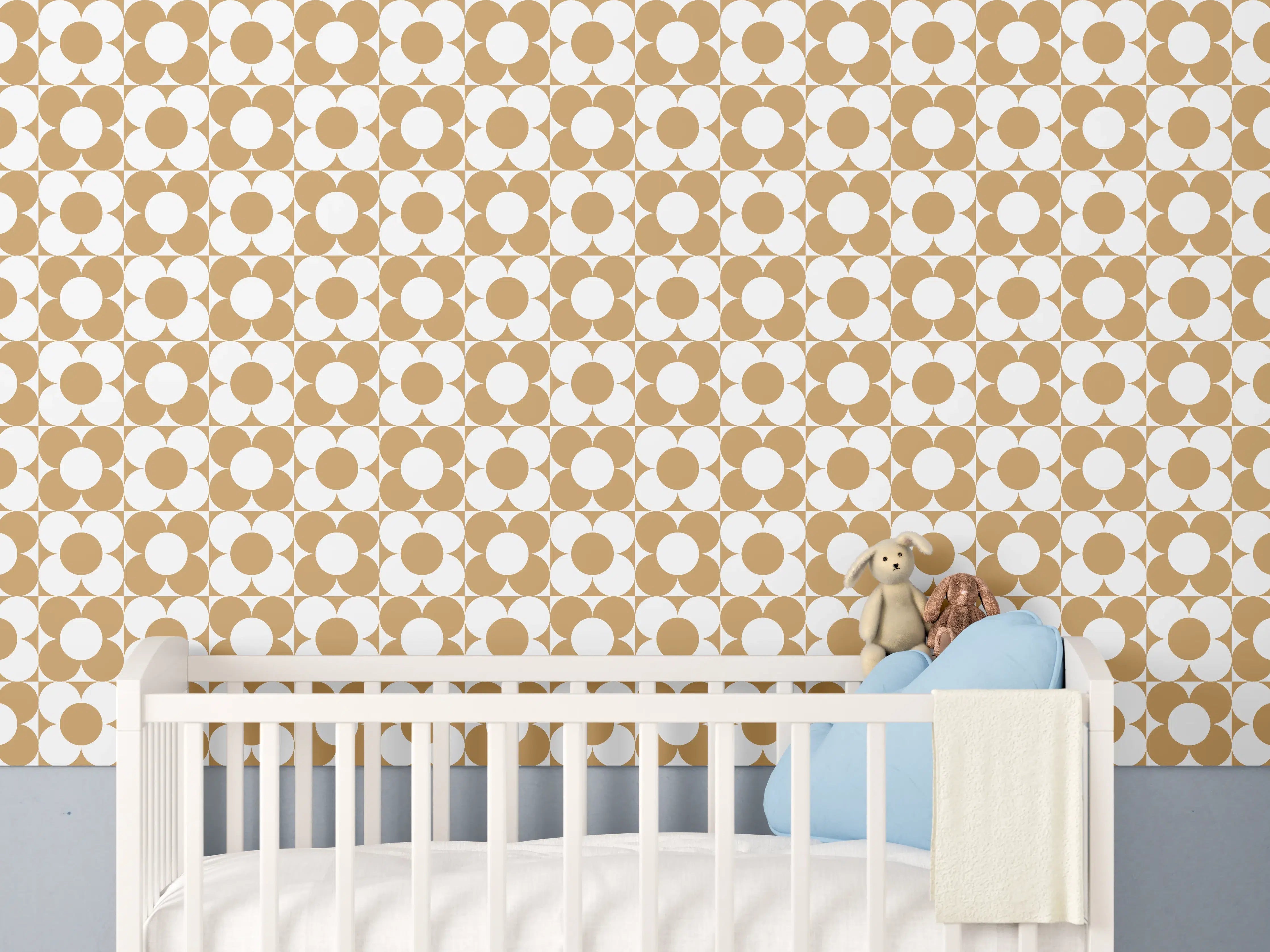 Babyzimmer Wandgestaltung - Retro Primelava in Cremeweiß mit Grau-Nuancen