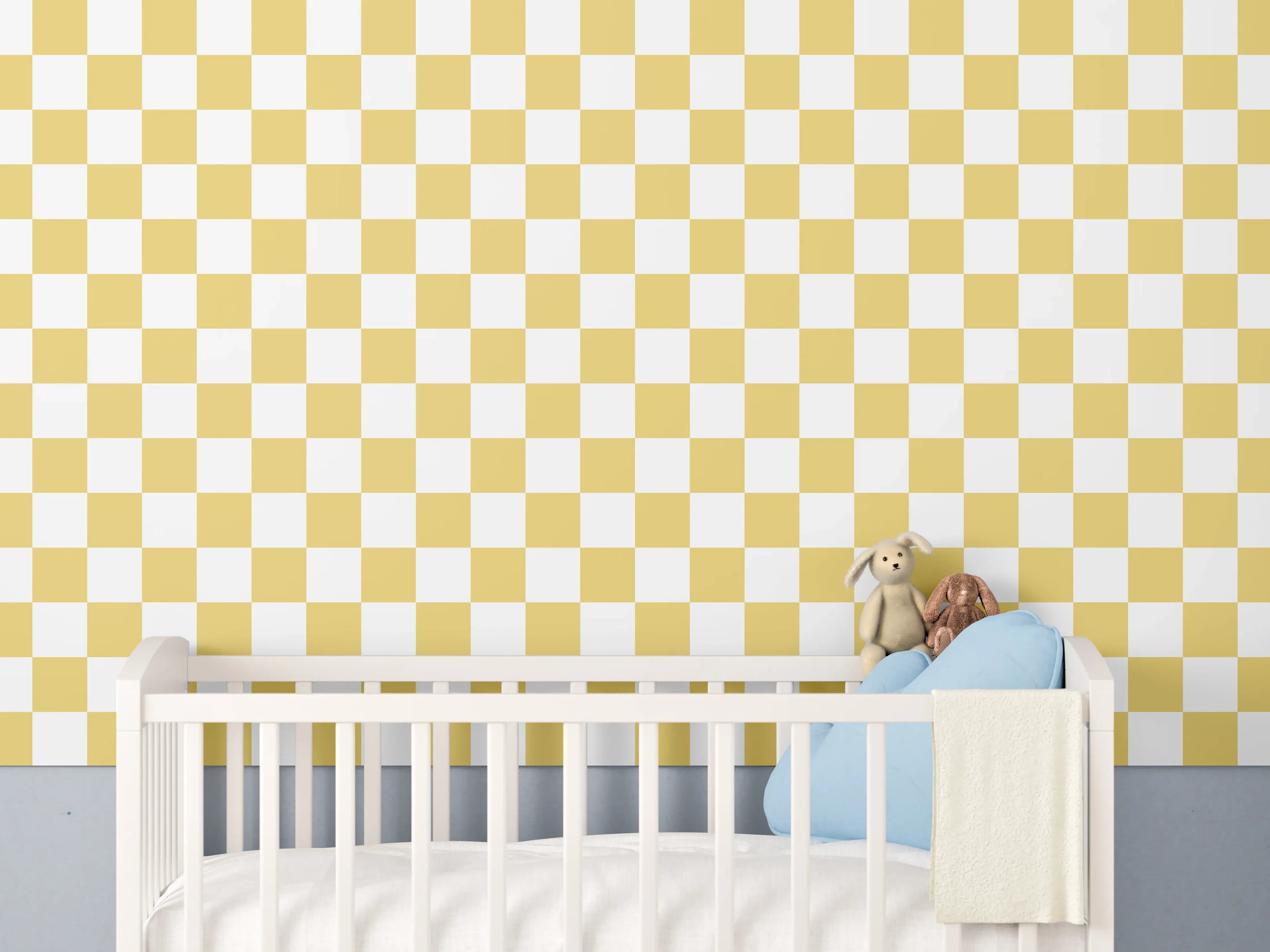 Babyzimmer Wandgestaltung - Retro-Scacco-Gold Design