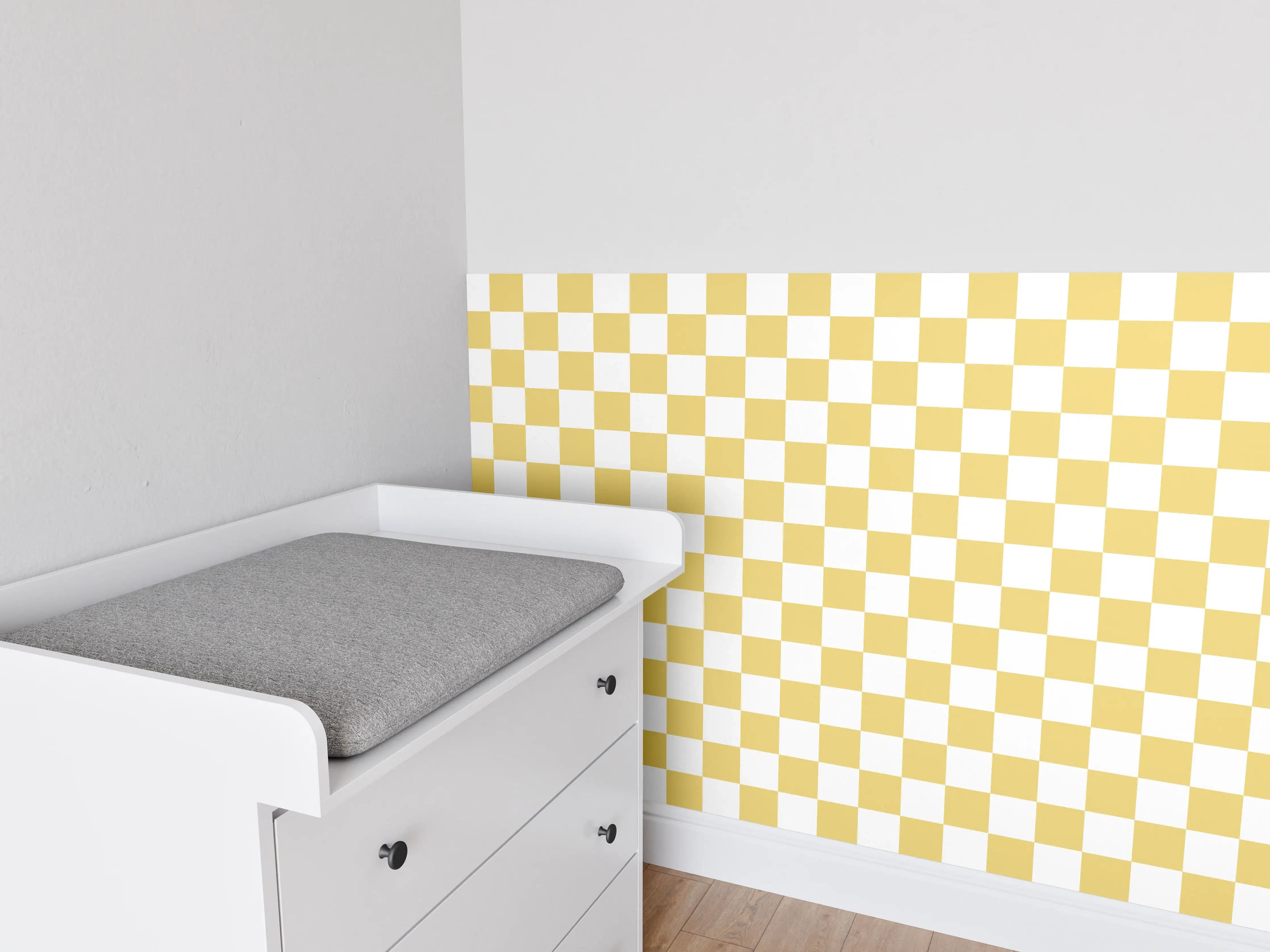 Babyzimmer Wandgestaltung - Retro-Scacco-Gold Design