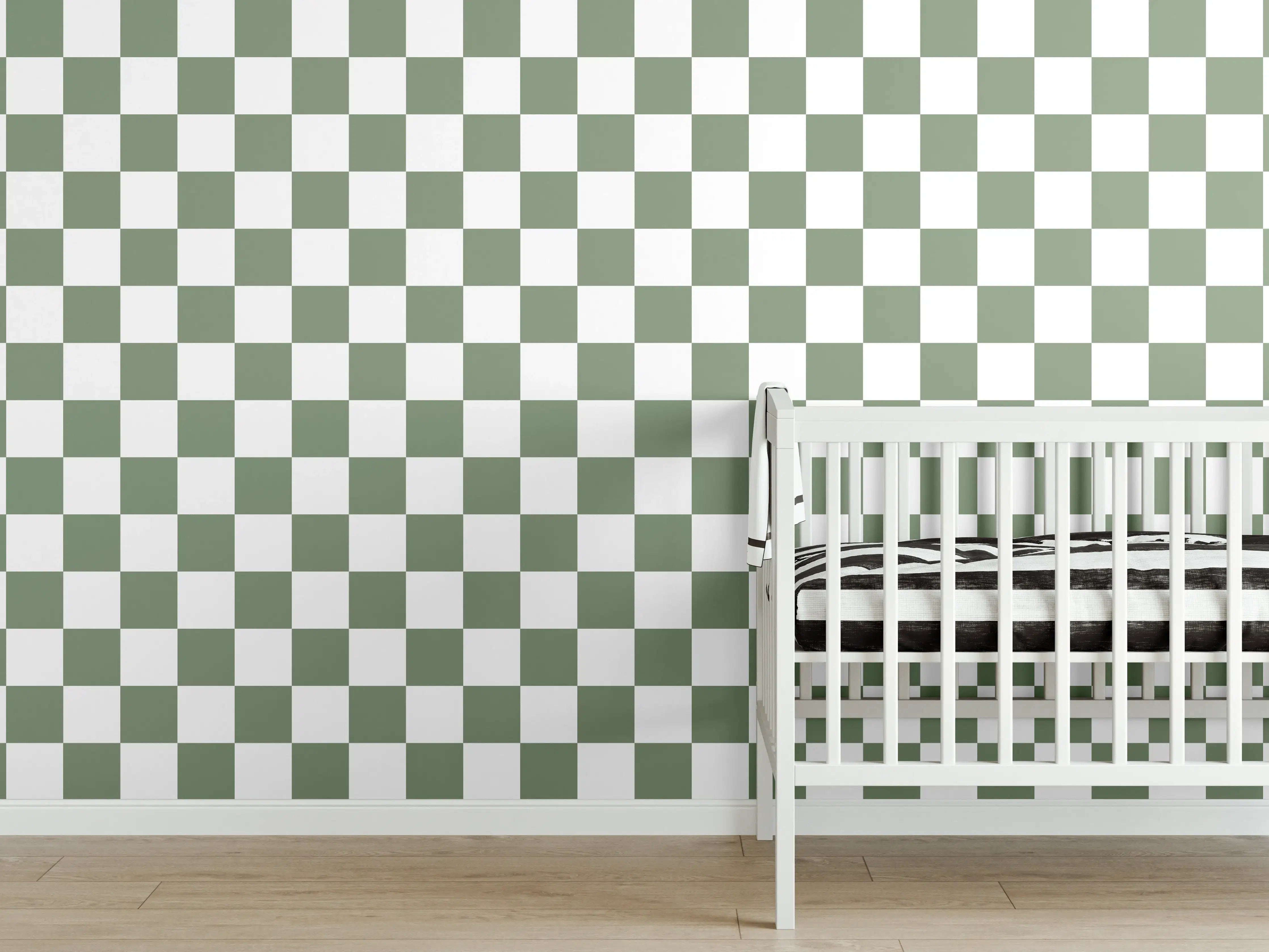 Babyzimmer Wandgestaltung - Retro-Scacco-Oliva-Effekt
