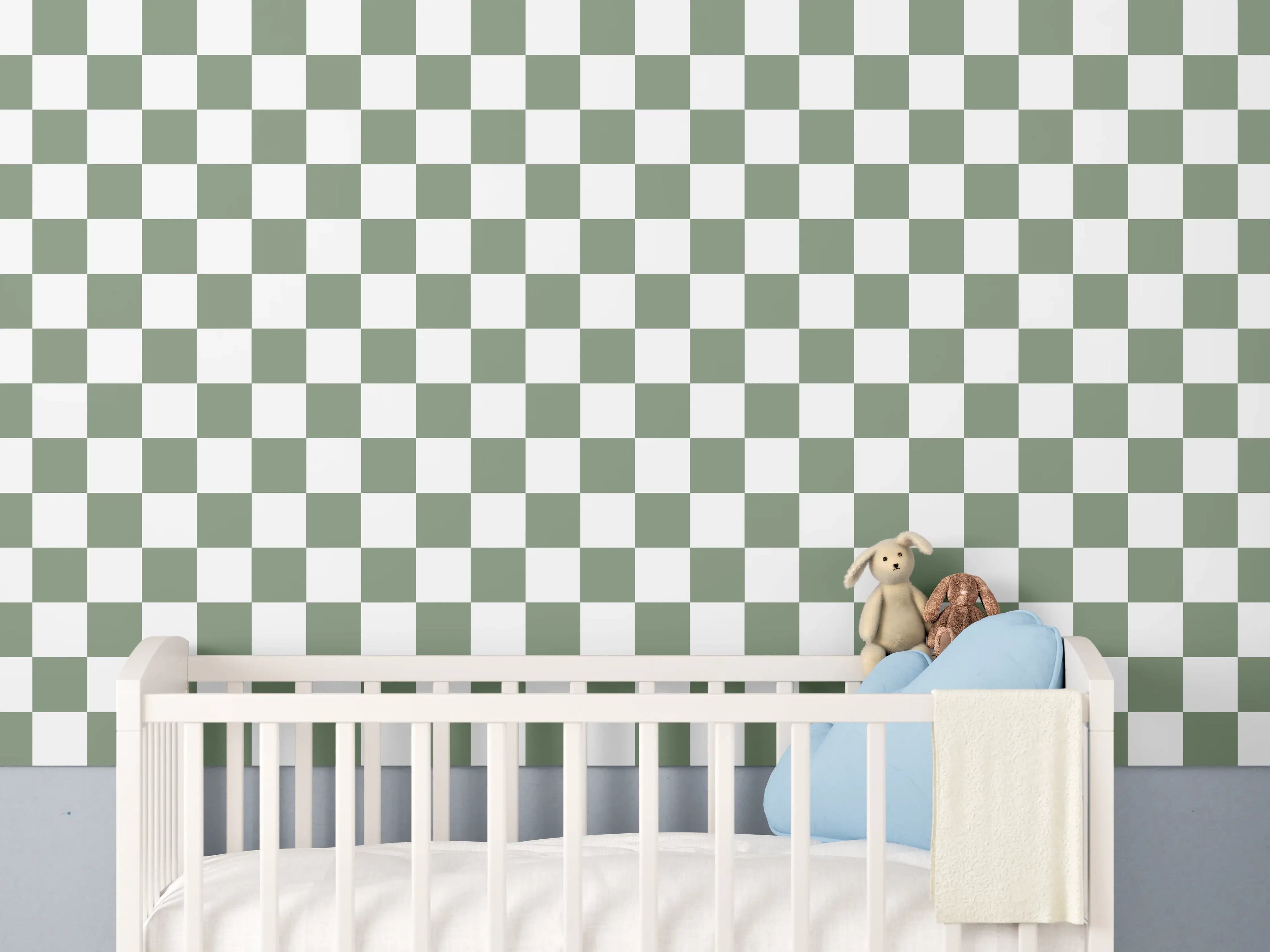 Babyzimmer Wandgestaltung - Retro-Scacco-Oliva-Effekt