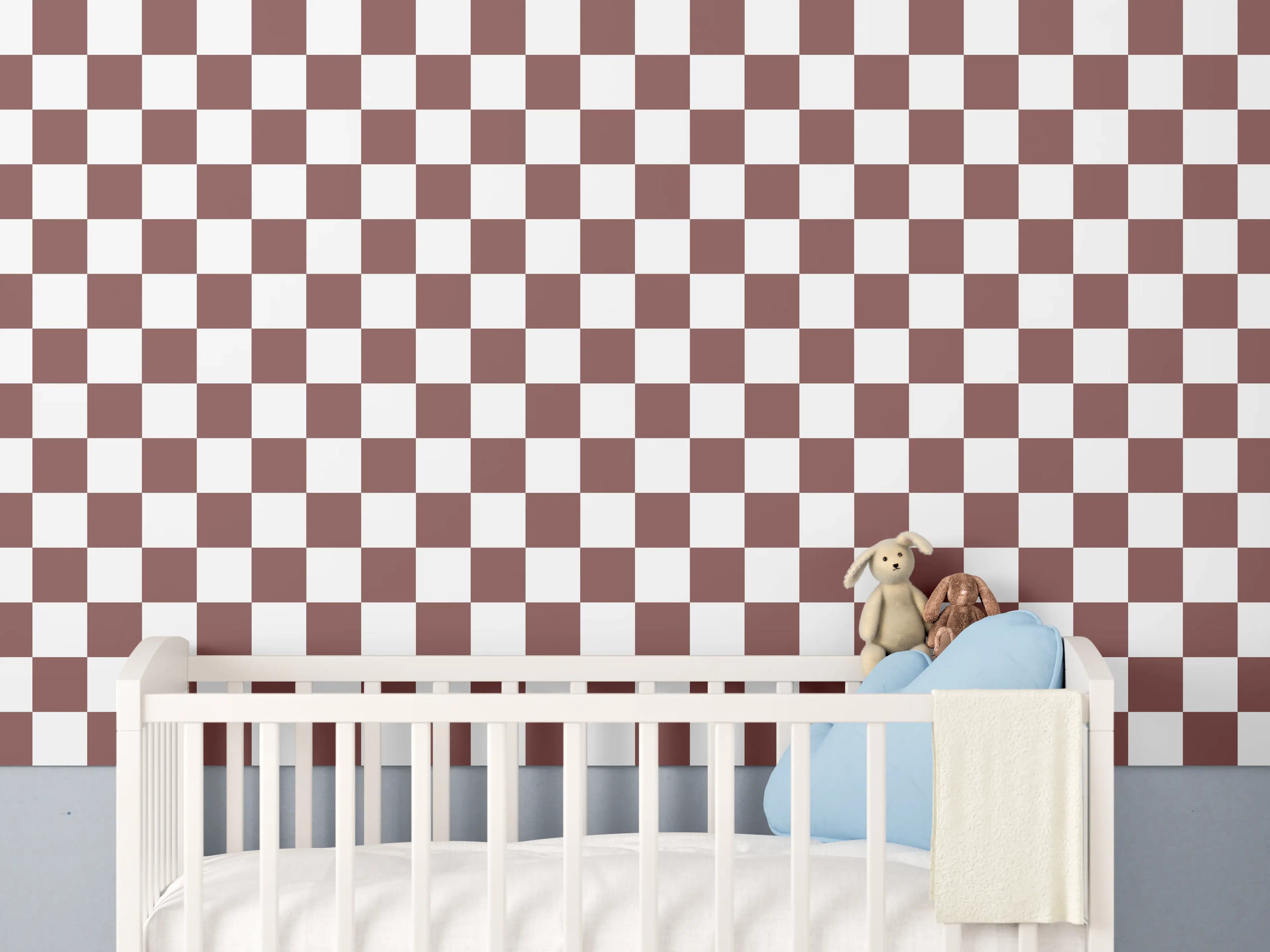 Babyzimmer Wandgestaltung - Retro-Shachmatte im Badezimmer