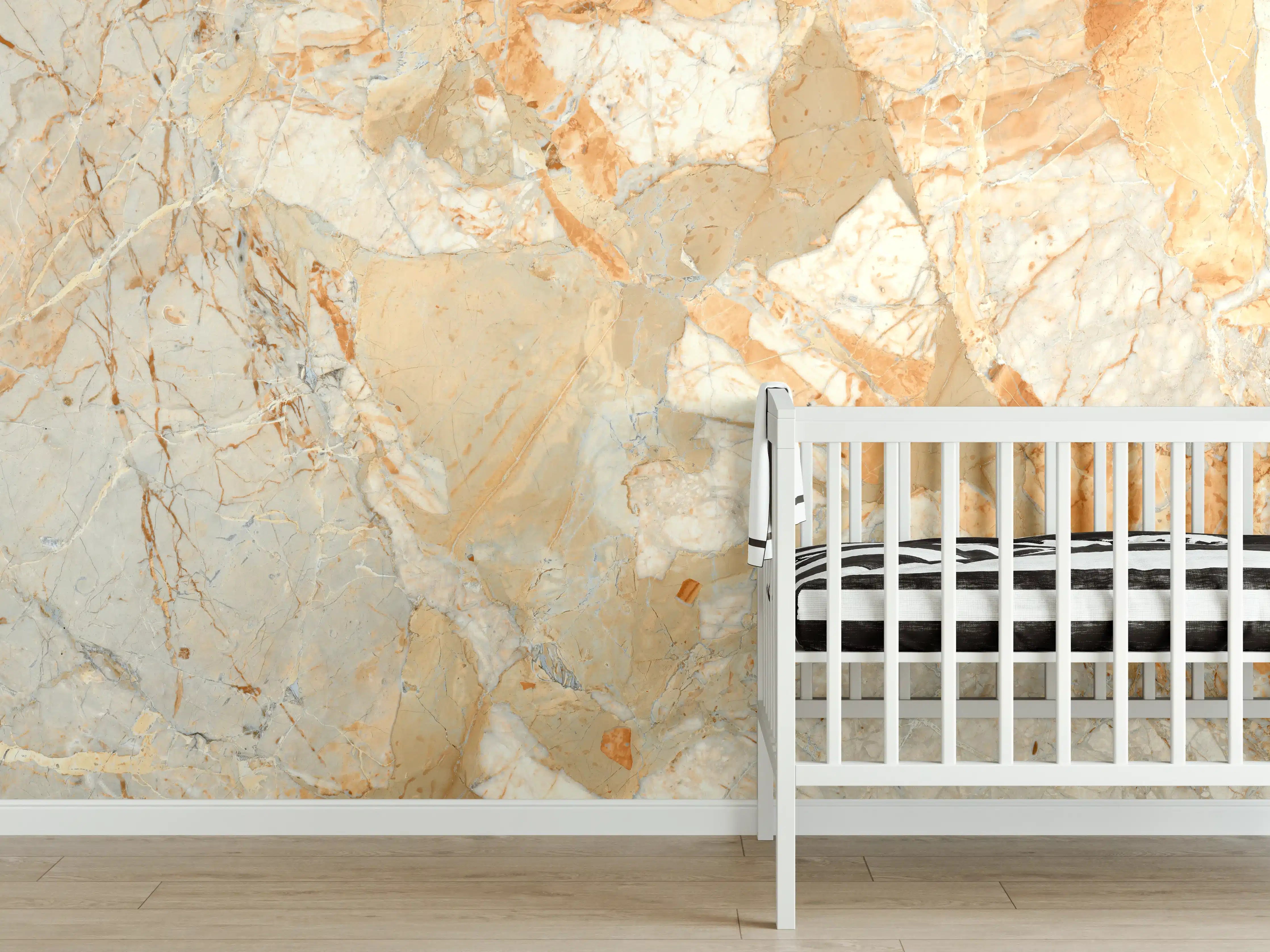 Babyzimmer Wandgestaltung - Rötlich-beiger rissiger Marmor